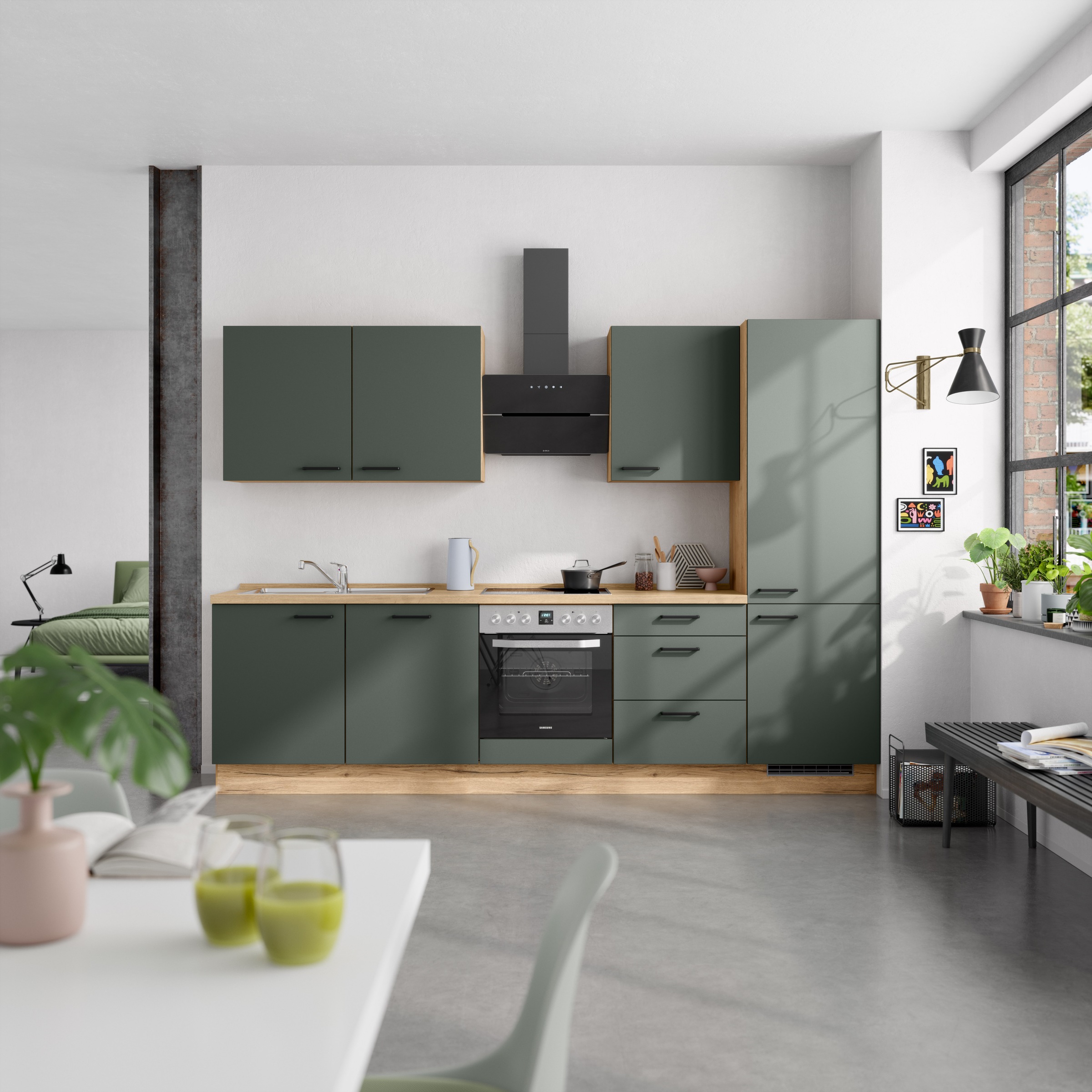 nobilia® Küchenzeile »"Easytouch II"«, vormontiert, Ausrichtung wählbar, Breite 300 cm, wahlw. mit E-Geräten
