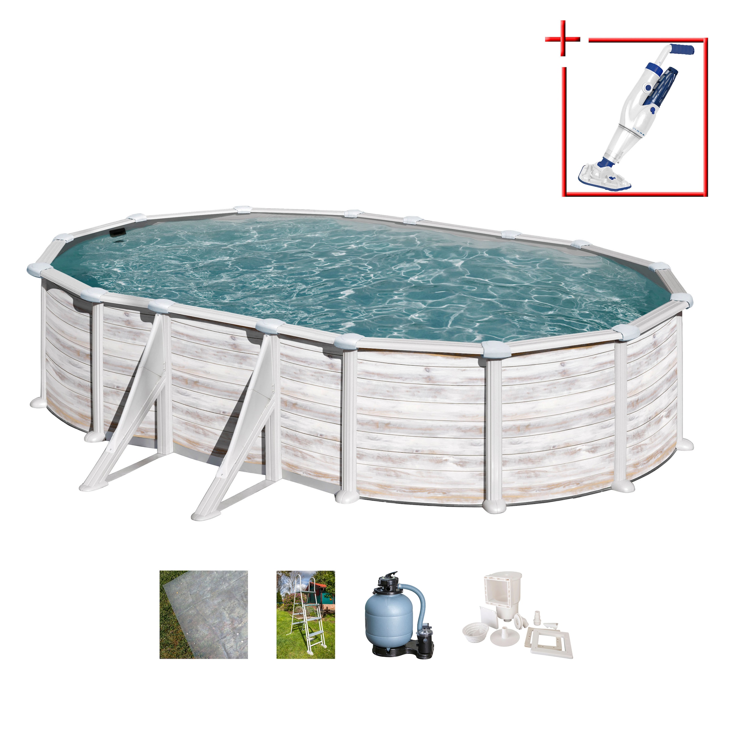 Gre Ovalpool »GROENLANDIA«, (Komplett-Set, 5 tlg.), Höhe: 132 cm, in versch. Größen erhältlich