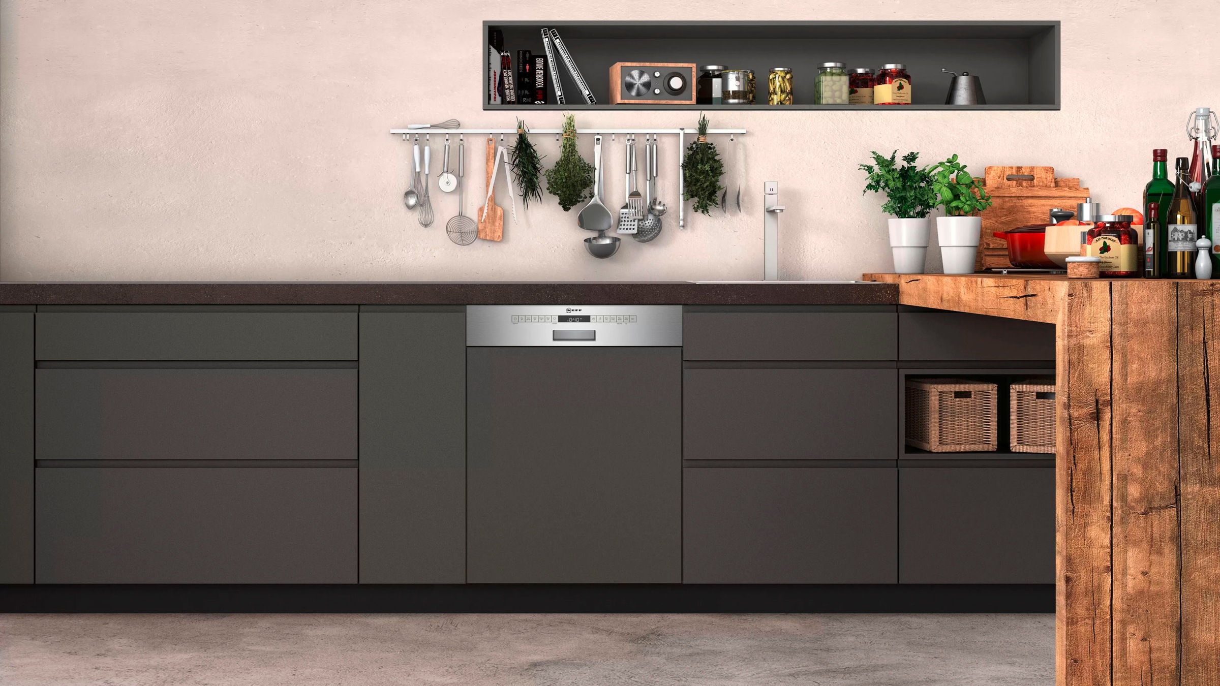 NEFF teilintegrierbarer Geschirrspüler N 50 »S145ECS05E«, 13 Maßgedecke, Besteckschublade für einfaches Beladen