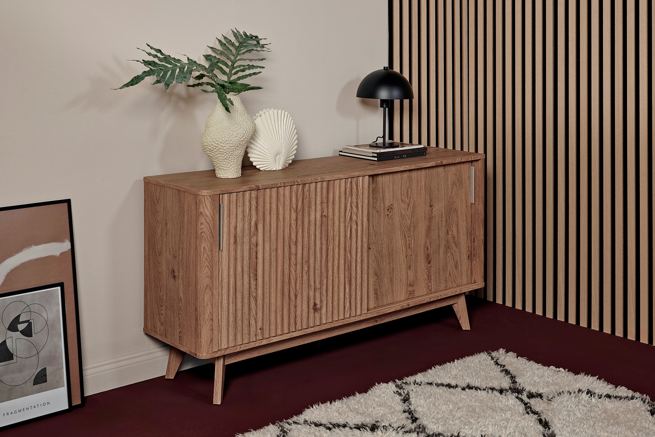 Jahnke Sideboard »WAVE SBS 145«, (1 St.), Retro-Stil, mit 2 Schiebetüren, ca. 148 cm