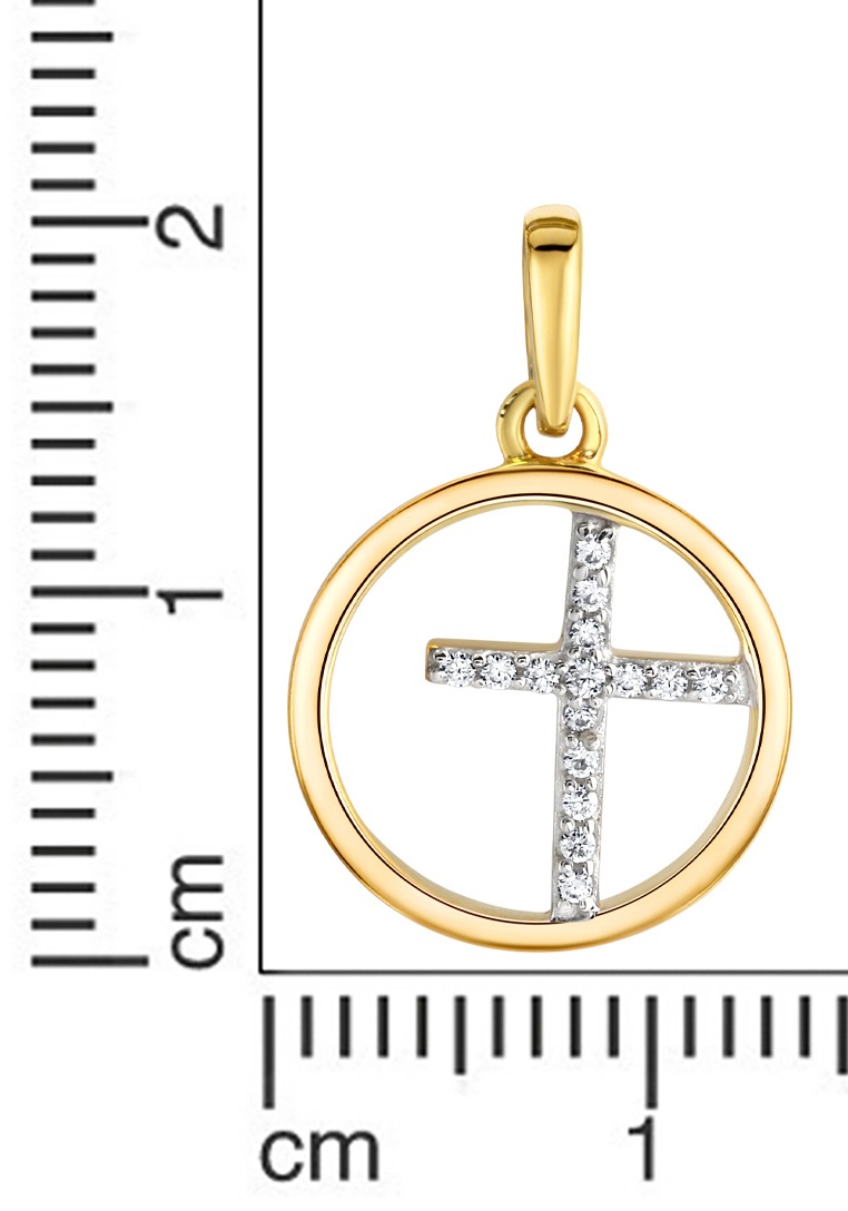 Firetti Kreuzanhänger »Schmuck Geschenk Gold 375 Halsschmuck Anhänger Halskette Kreuz«, mit Zirkonia (synth.)