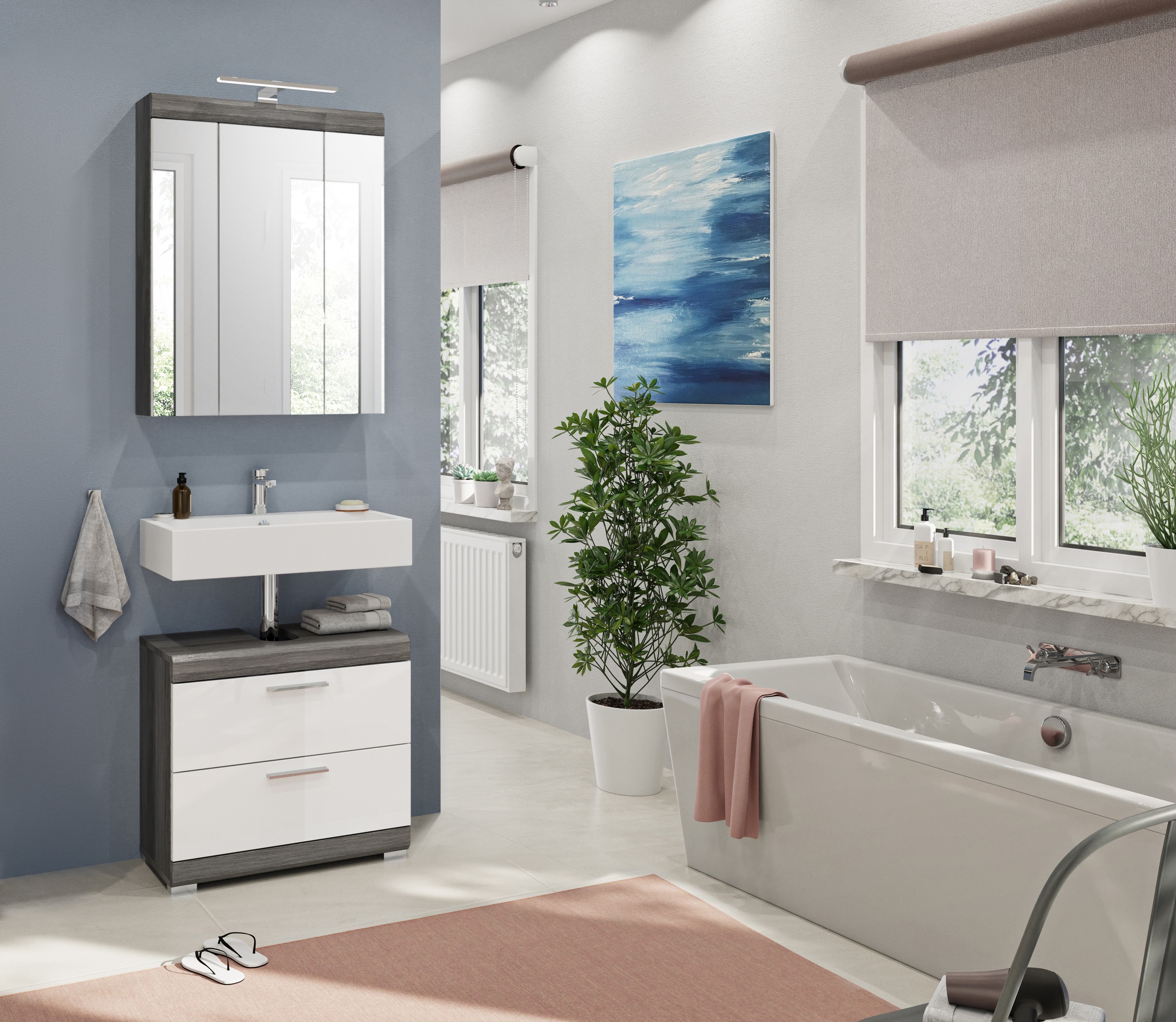 INOSIGN Badmöbel-Set »Siena, 2 teilig, inklusive LED Beleuchtung, bestehend günstig online kaufen