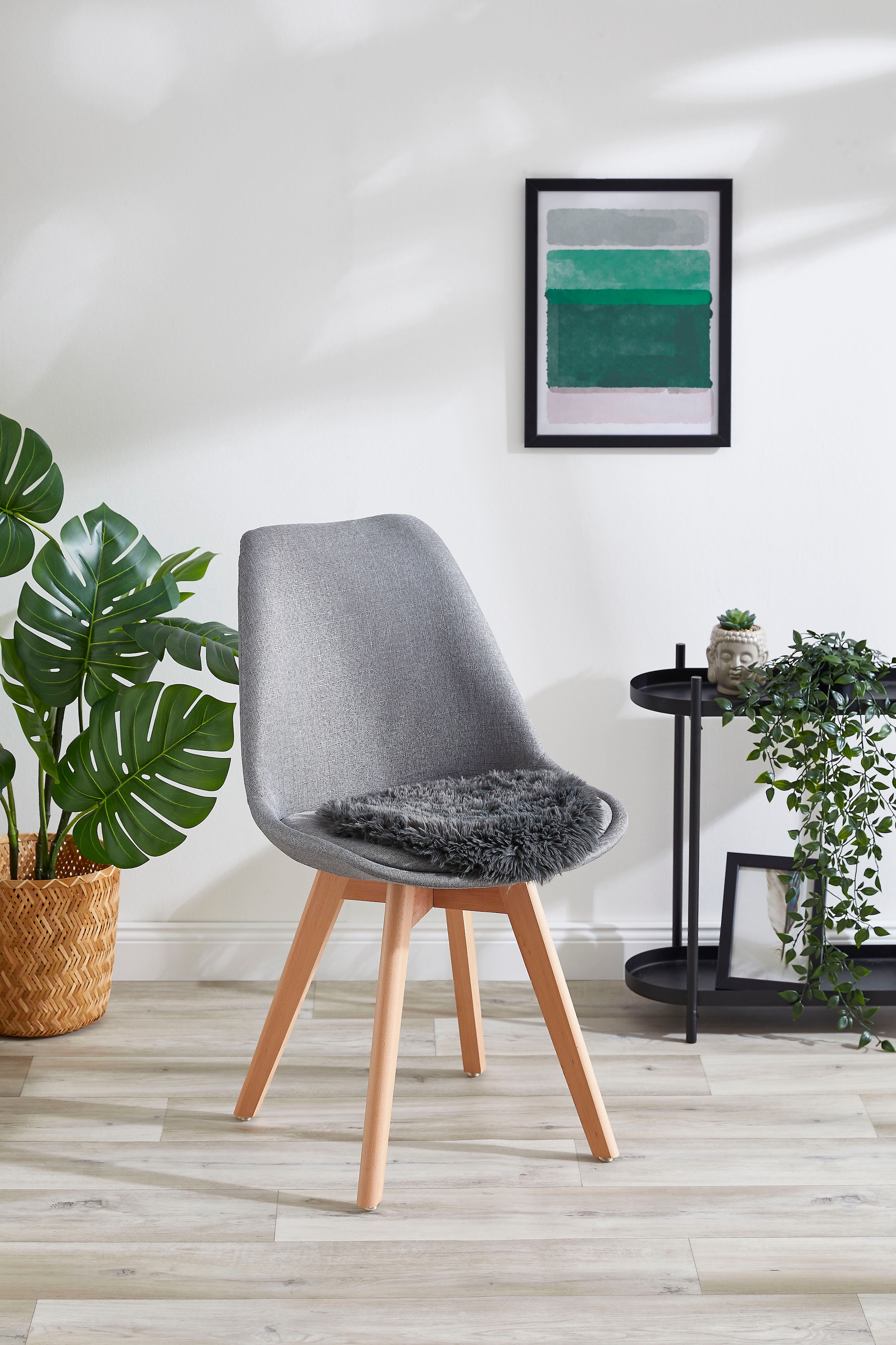 my home Sitzkissen »Alpa, 4er Set«, Sitzauflage, Kunstfell, rund, Ø 34 cm, günstig online kaufen