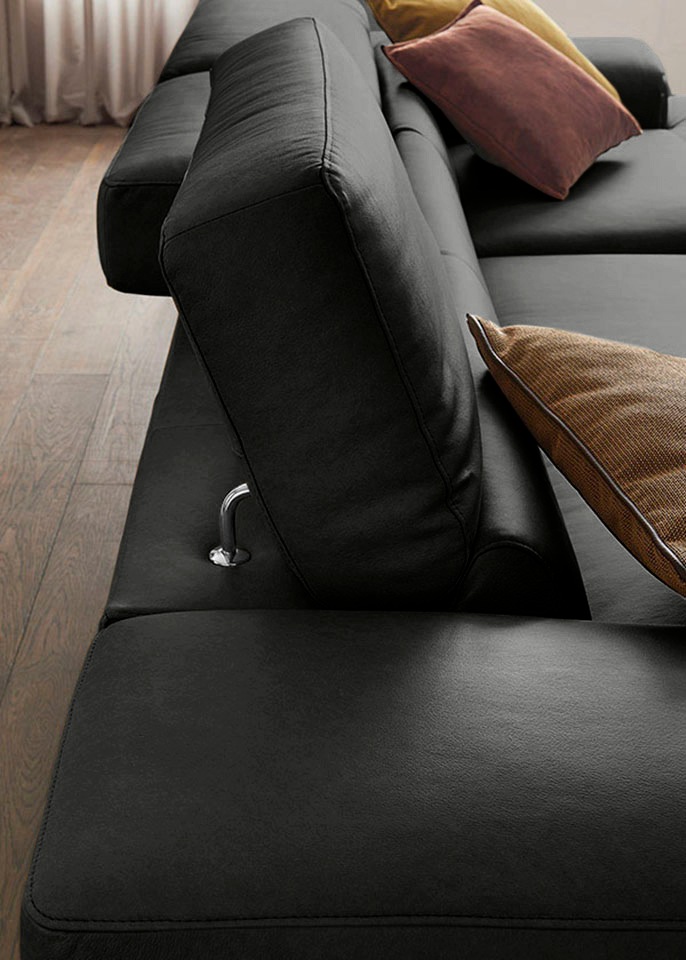 W.SCHILLIG Ecksofa »piedroo, Designsofa mit tollem Sitzkomfort, elegant und bequem, L-Form«, Kopfteilverstellung, wahlweise mit Sitztiefenverstellung, Breite 303cm