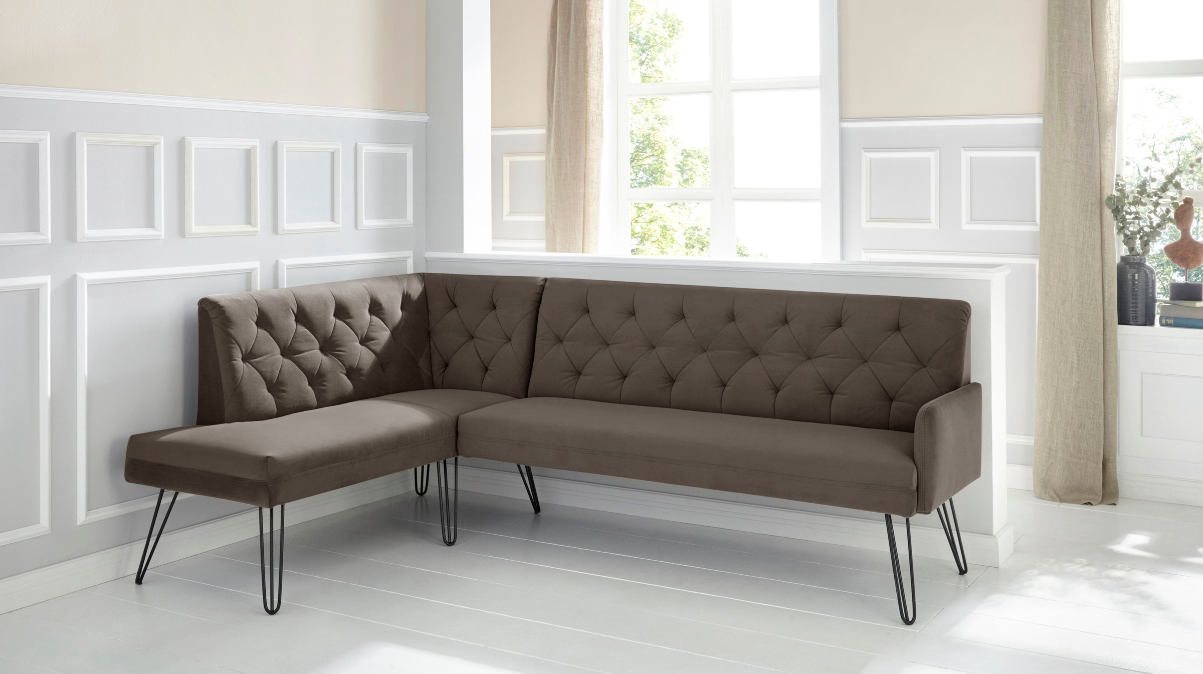exxpo - sofa fashion Eckbank "Doppio, Chesterfield Optik, komfortabel und b günstig online kaufen