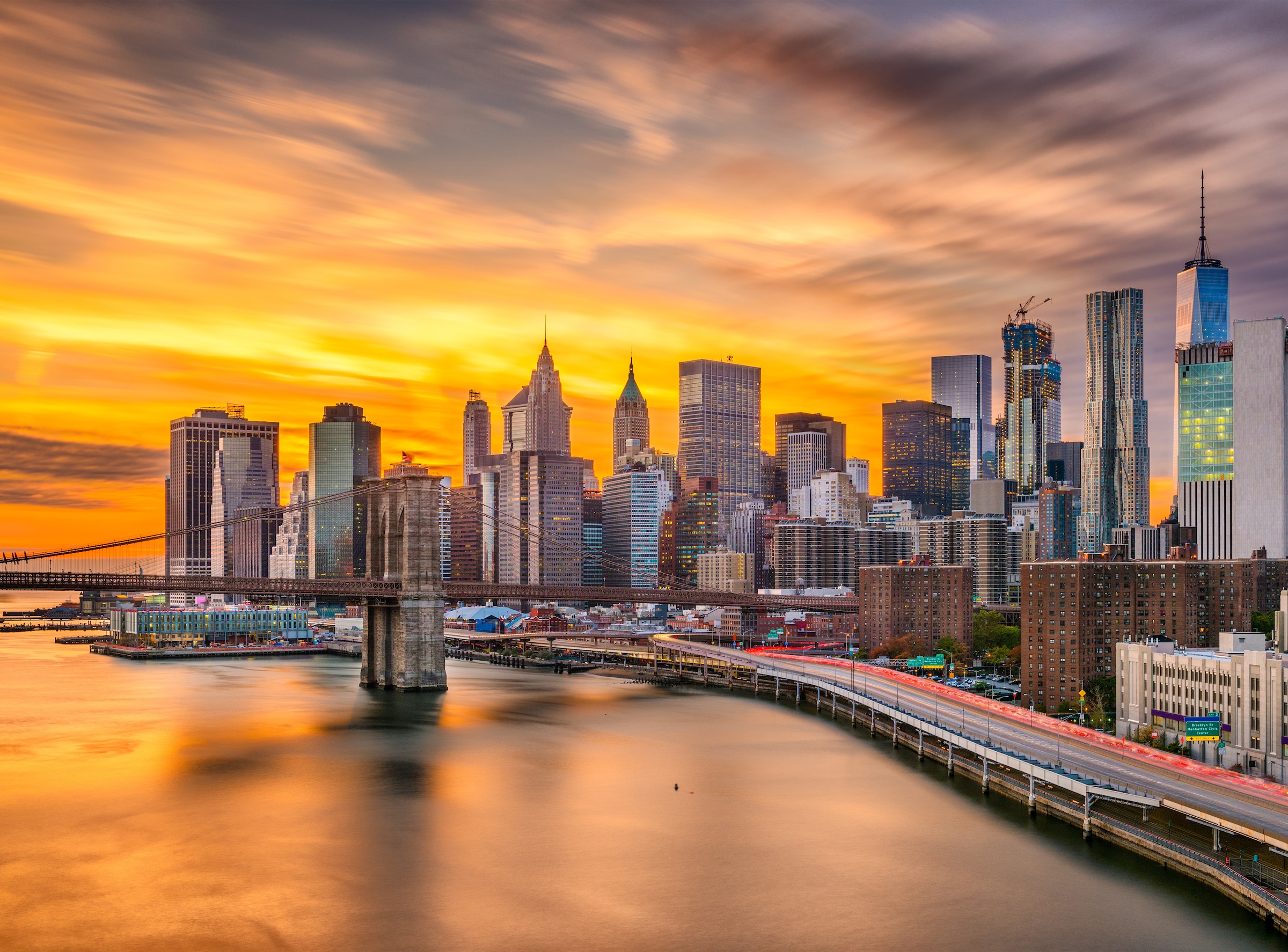 Papermoon Fototapete »Manhattan Skyline Sunset« glatt günstig online kaufen