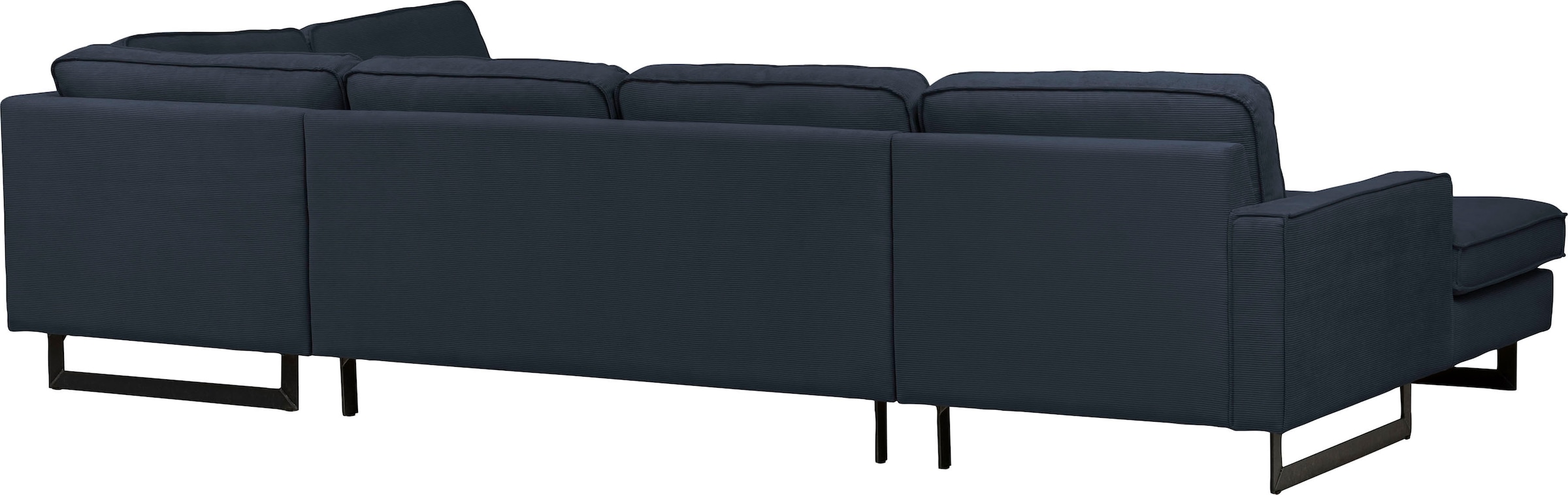 Places of Style Wohnlandschaft »Pinto, 350 cm, U-Form, XXL, mit Ottomanen«, Cord, Chenille, Lederoptik, mit Keder, Metallfüße, Wellenunterfederung