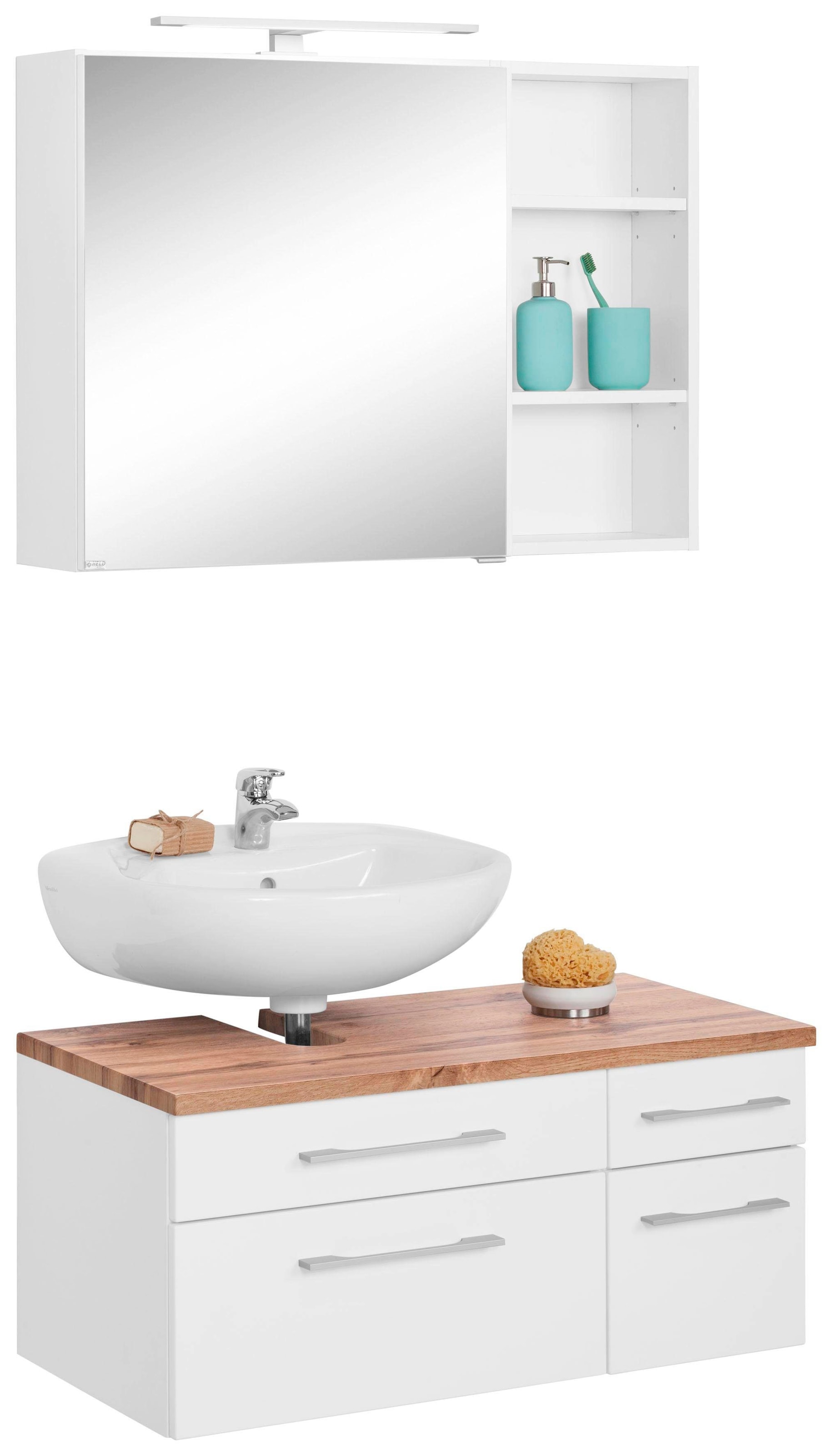 welltime Badmöbel-Set »Davos« 3 Stk. tlg. Spiegelschrank, Regal und Waschbe günstig online kaufen