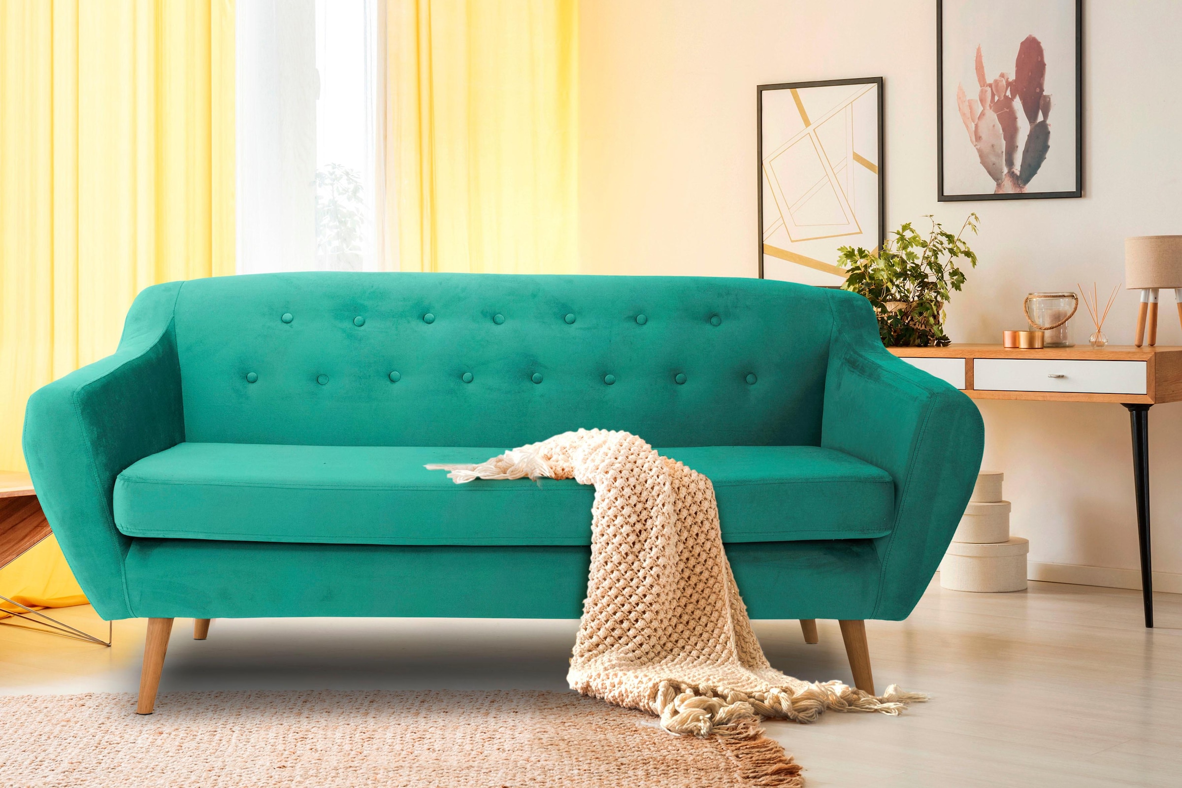 Home affaire 3-Sitzer »Renne« mit Heftung im Rücken im skandinavischem Stil günstig online kaufen