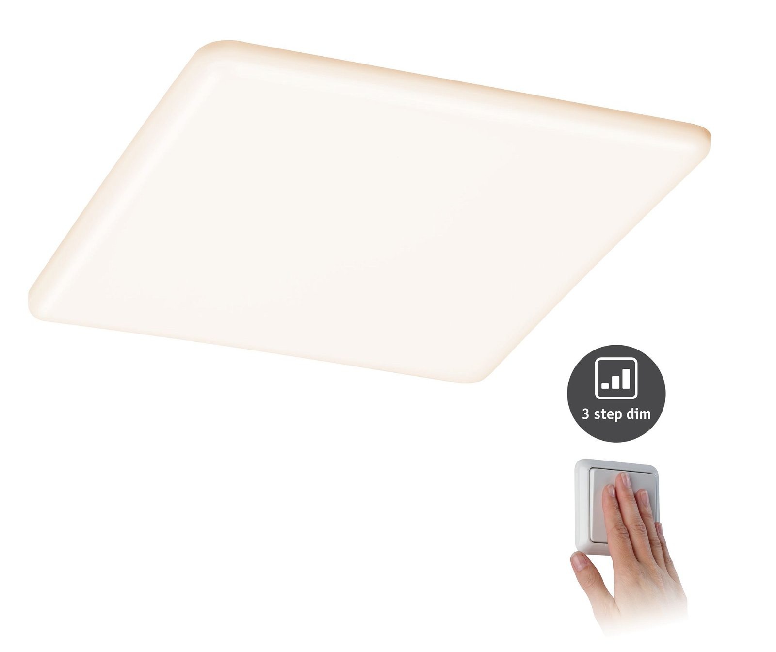 Paulmann LED Einbauleuchte »VariFit Veluna IP44 eckig 215x215mm 21W 1650lm 3000K Satin 3-Step-Dim« 1 Stk. Warmweiß Einbaupanel, dimmbar