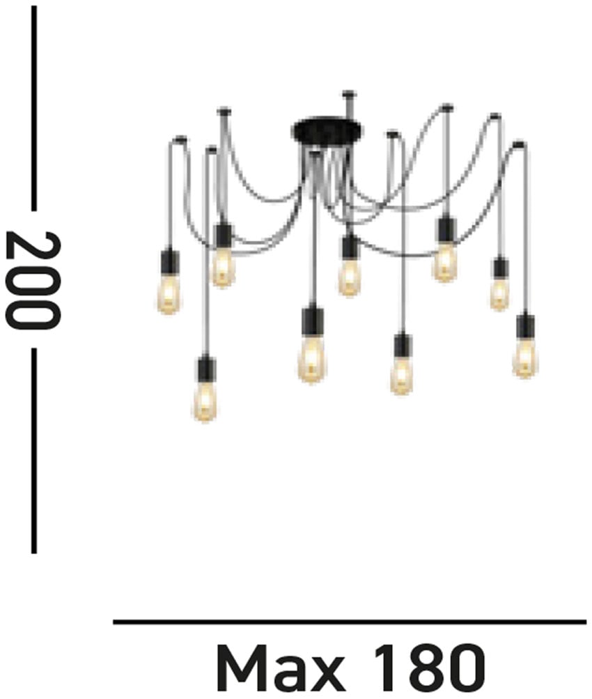 Searchlight Hängeleuchte »Squiggle 9Lt Pendant - Black Metal & Cables« E27 1 Stk.