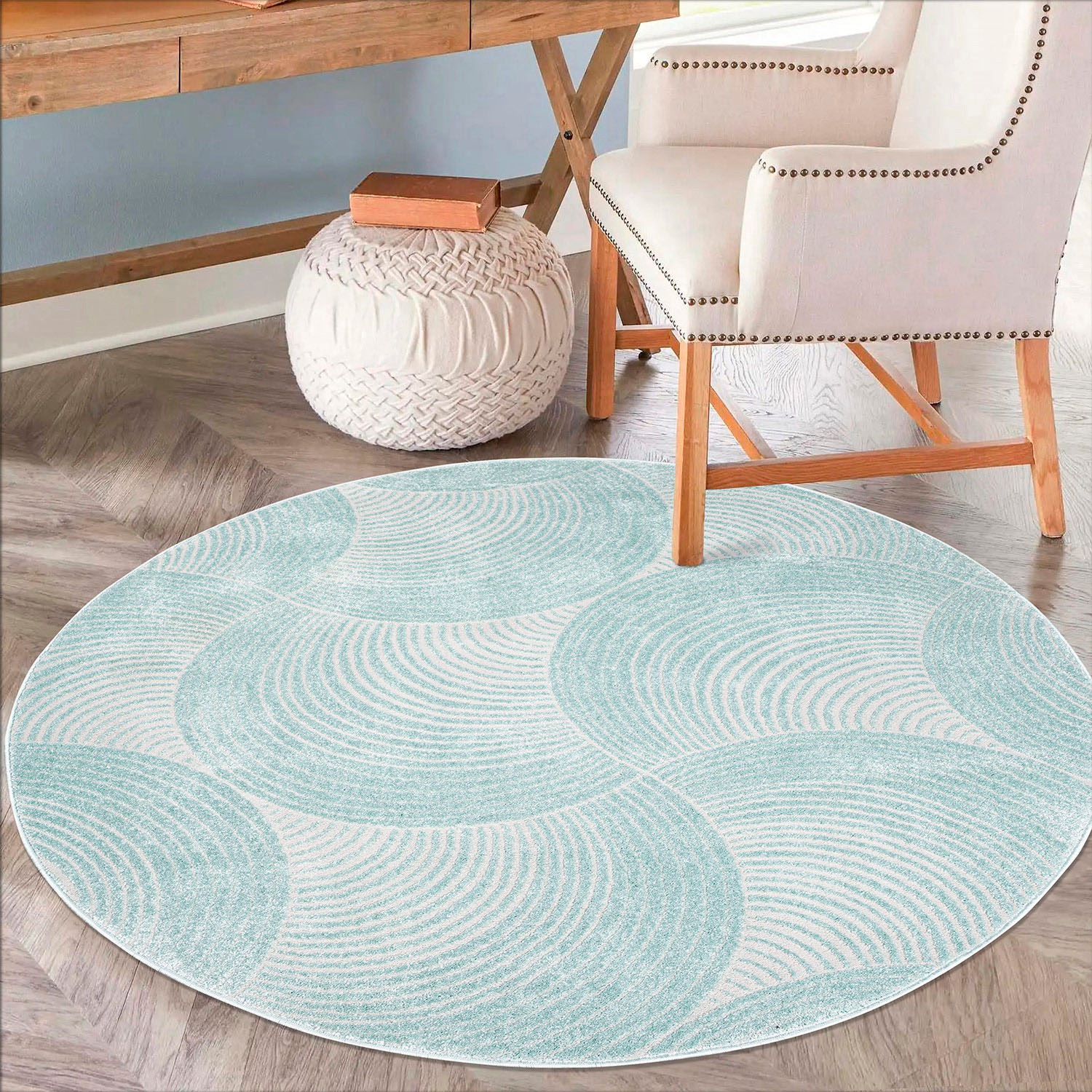 Carpet City Teppich »Friseé-Teppich FANCY 647«, rechteckig, 12 mm Höhe, Kurzflor,3D-Optik,Kreisförmiges Muster, Wohnzimmer,Schlafzimmer