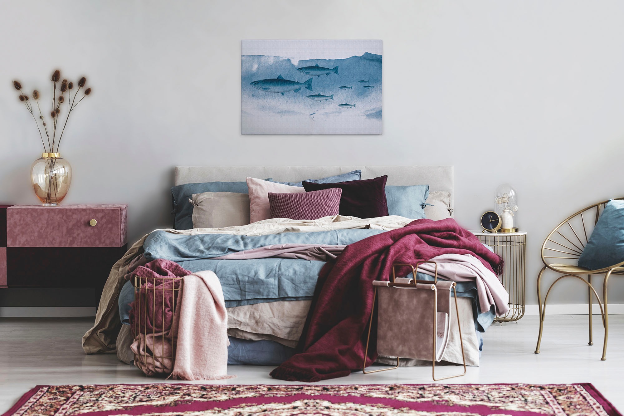 A.S. Création Leinwandbild »into the blue«, Kunst-Tiere-Kinder, (1 St.), Keilrahmen Unterwasser Welt Fische Leinwand-Bild Wohnzimmer modern