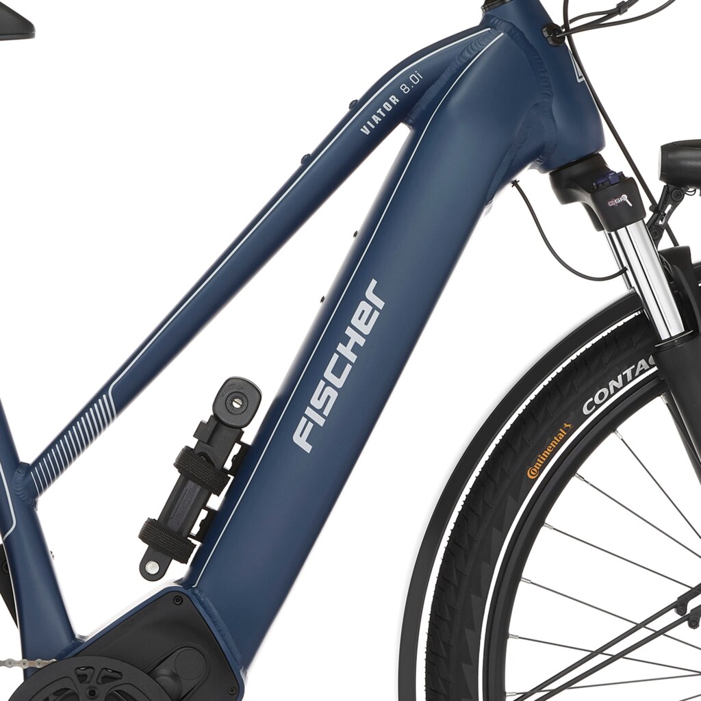 FISCHER Fahrrad E-Bike »VIATOR 8.0i Damen 43«, 12 Gang, SRAM, Eagle SX, Mittelmotor 250 W, (mit Akku-Ladegerät-mit Werkzeug-mit Faltschloss)