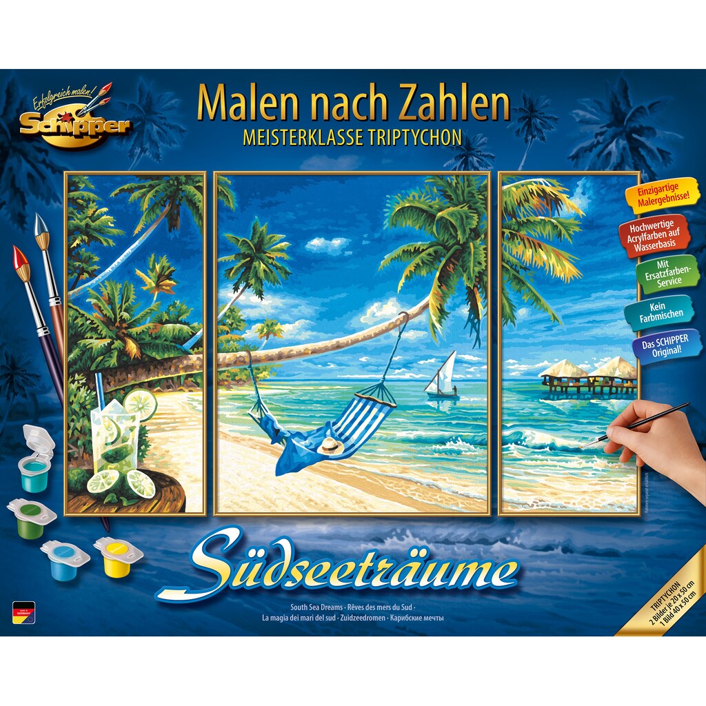 Schipper Malen nach Zahlen »Meisterklasse Triptychon - Südseeträume«, Made in Germany