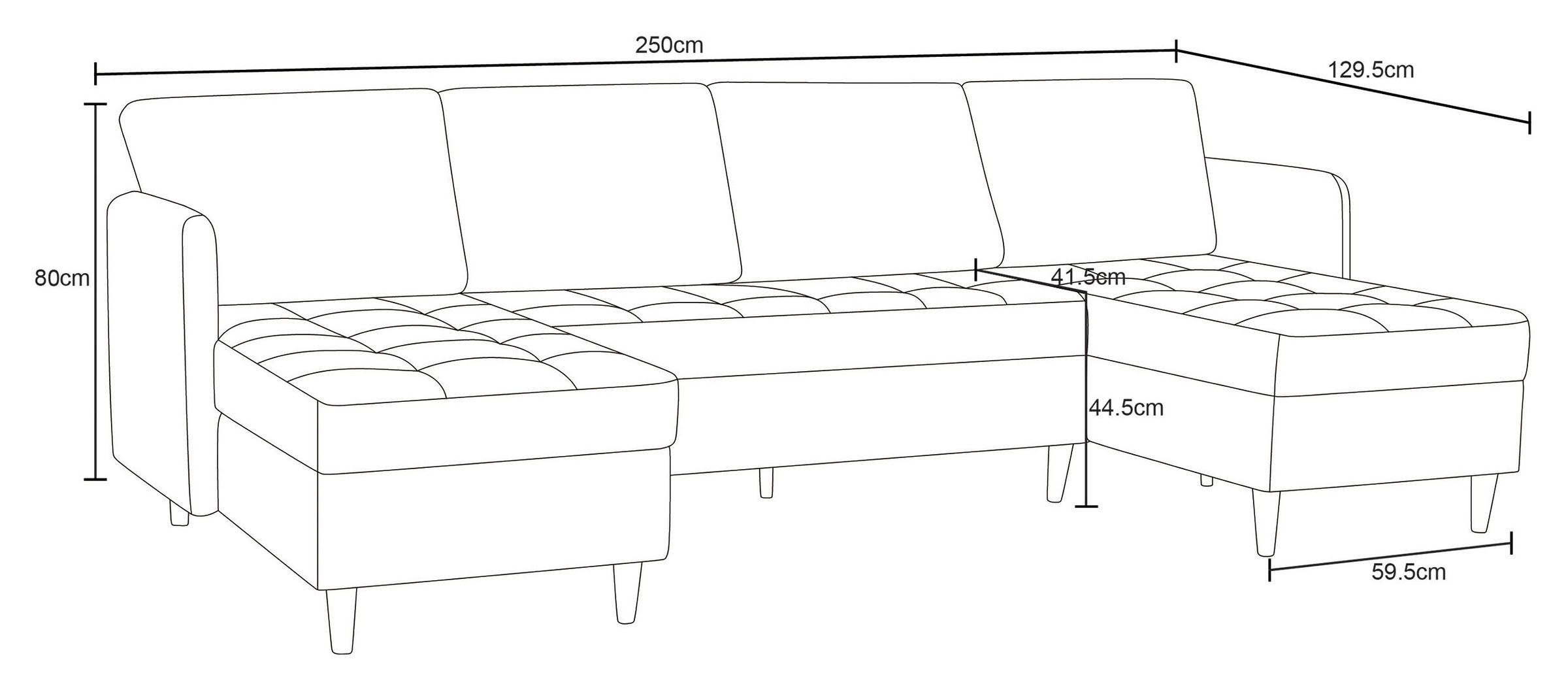 Dorel Home Wohnlandschaft »LINDHUS, Cord, Modulsofa, verschiedene Stellvarianten« Breite als U-Form (254cm) mit Verbindern fixierbar, Recamiere,Stauraum