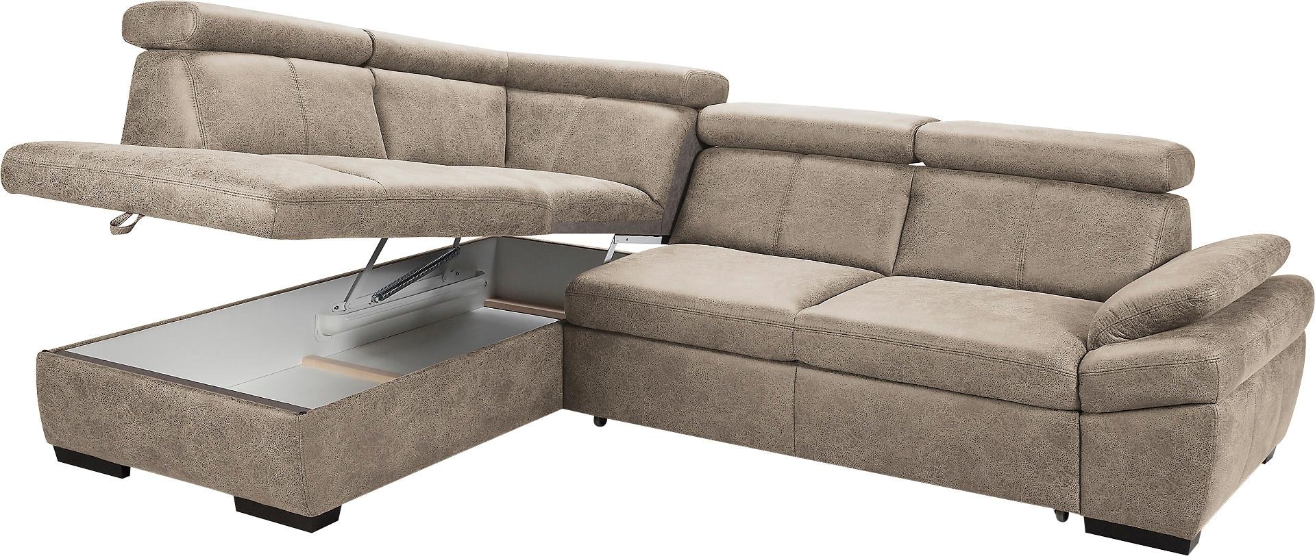 exxpo - sofa fashion Ecksofa »Salerno, klassisch modernes Funktionssofa, hoher Sitzkomfort, L-Form«, inkl. Kopf- und Armteilverstellung, wahlweise mit Bettfunktion