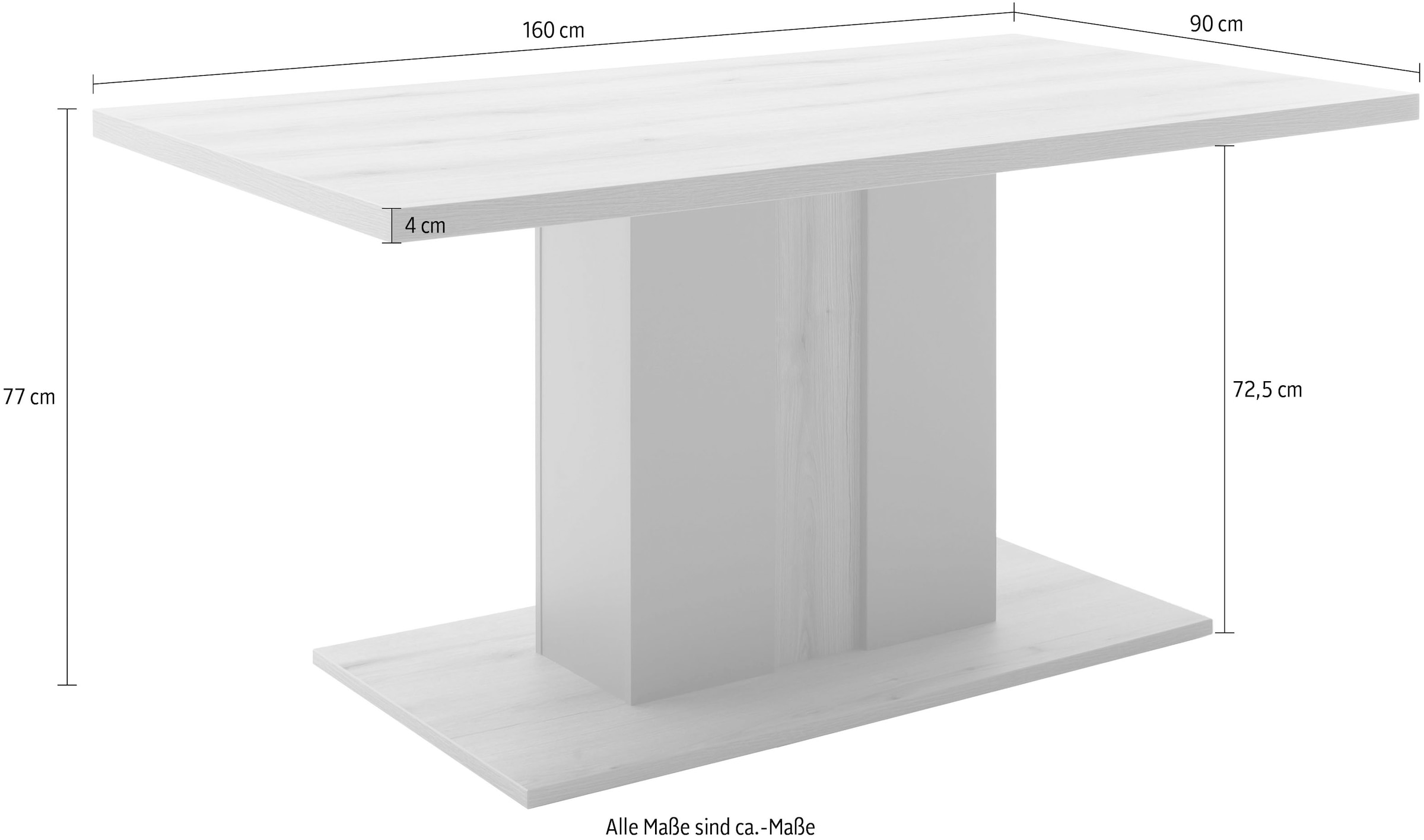 MCA furniture Esstisch »Moniz Säulenesstisch mit Bodenplatte«, (1 St.), Tisch, Eiche, Salbeigrün,belastbar 50kg, Breite 160cm,4-6 Personen