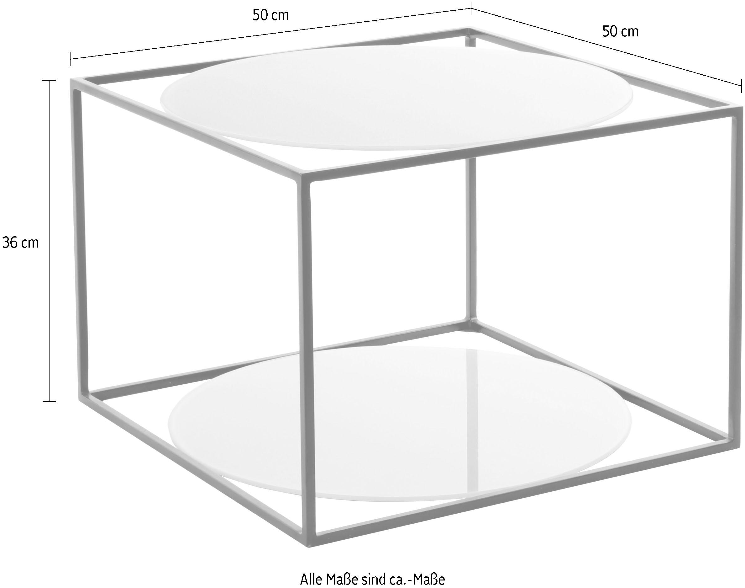 Kayoom Beistelltisch »Cody, Beistelltisch in Würfelform, offenes, modernes Design«, (1 St.), moderne Kubusform mit runden Ablageflächen aus Glas