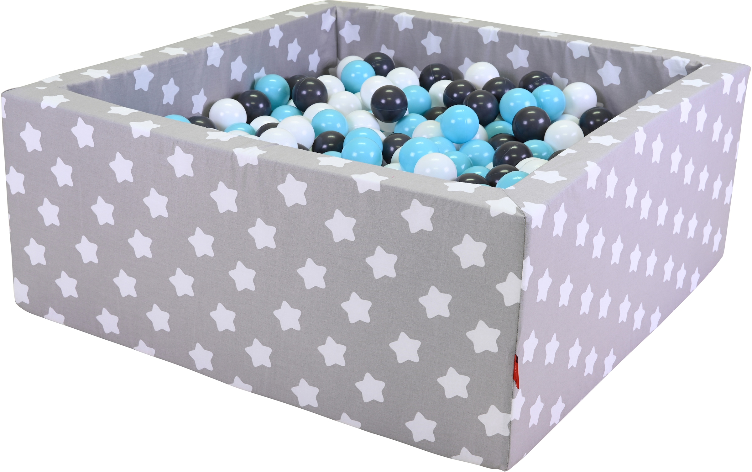 Bällebad »Soft, Grey White Stars«, eckig mit 100 Bällen creme/Grey/lightBlue; Made in...