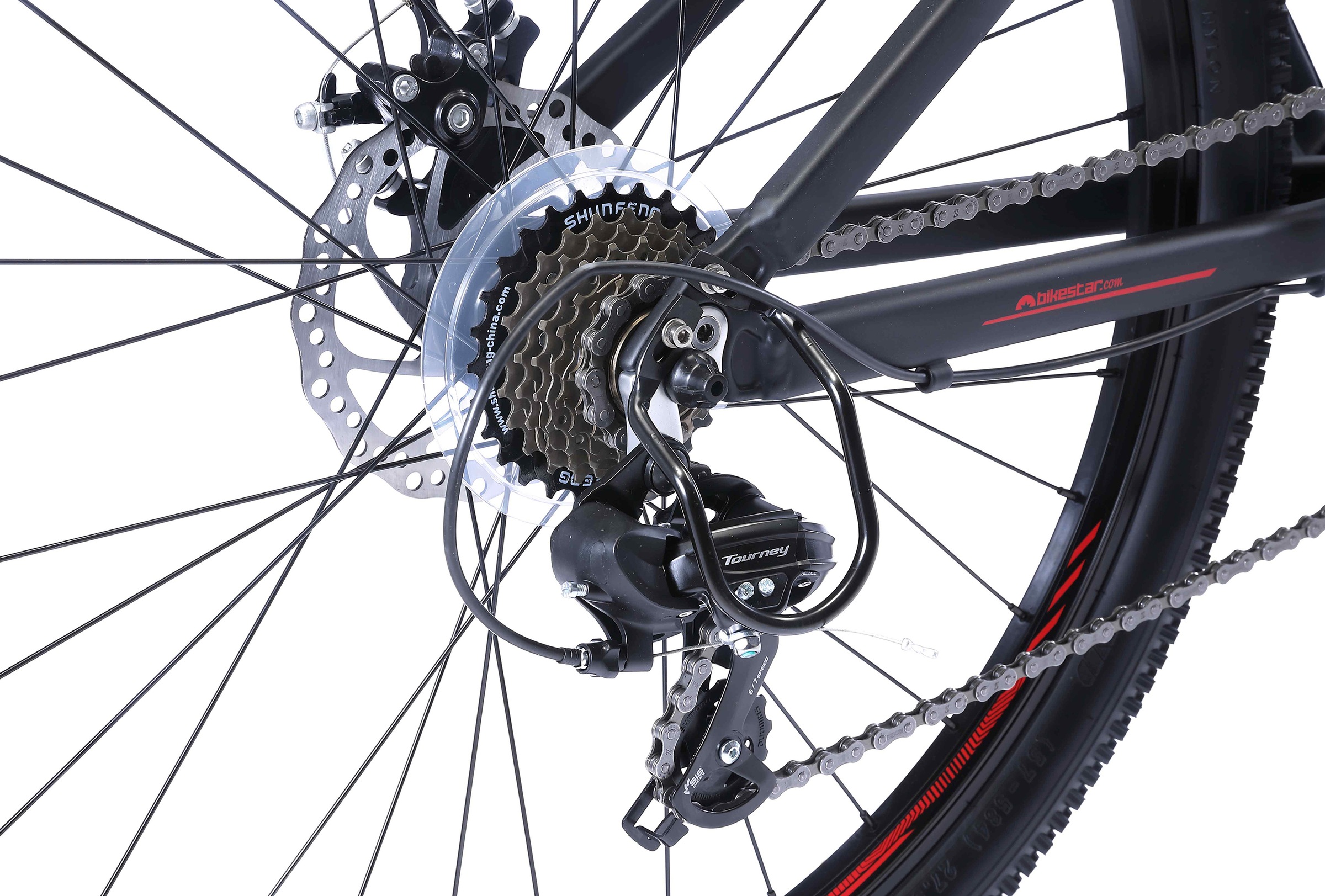 Bikestar Mountainbike, 21 Gang, Shimano, RD-TY300 Schaltwerk, Kettenschaltung, für Damen und Herren, Kettenschaltung