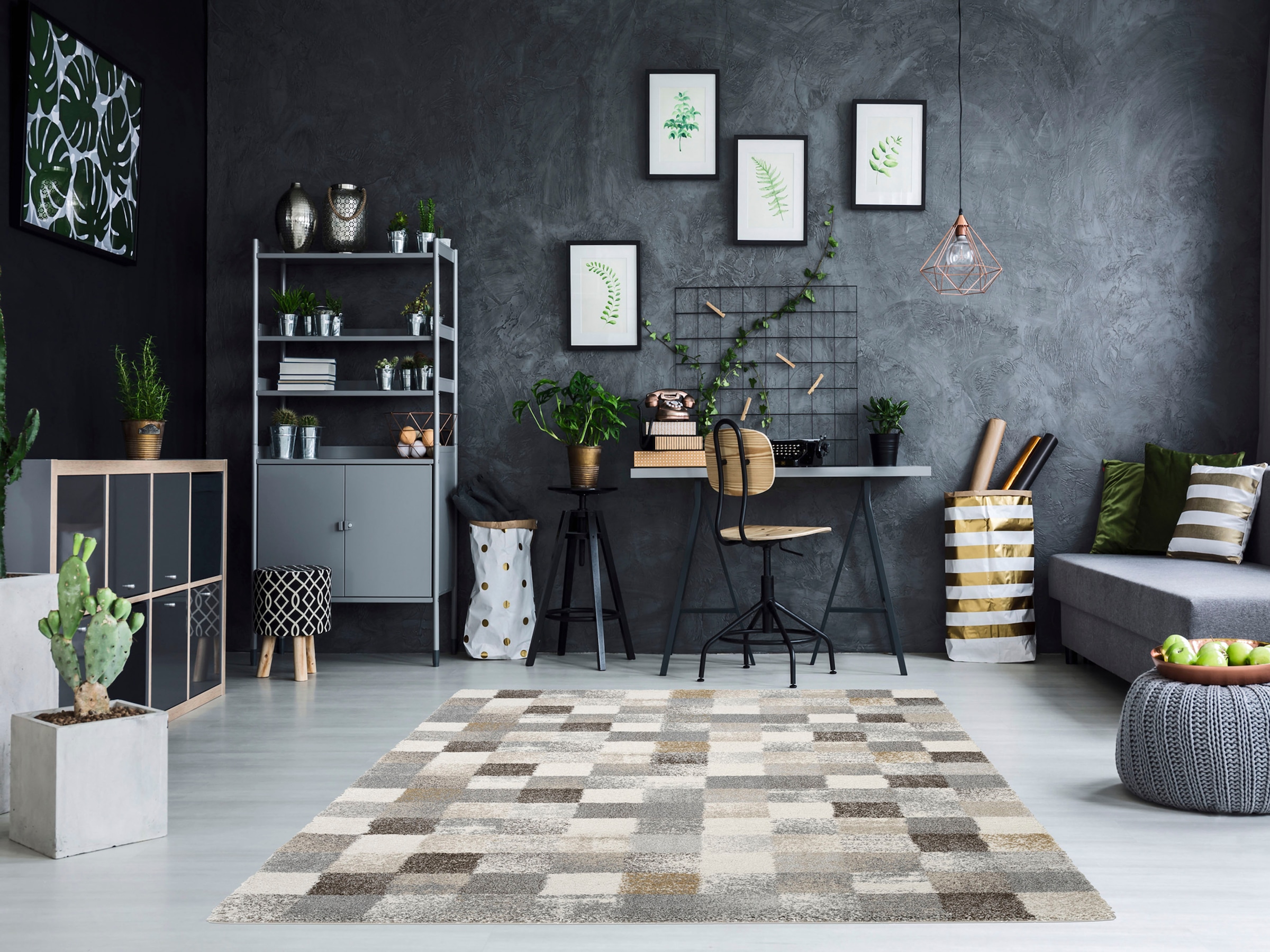 OCI DIE TEPPICHMARKE Teppich »NEW VILLA SQUARES«, quadratisch, 20 mm Höhe, günstig online kaufen