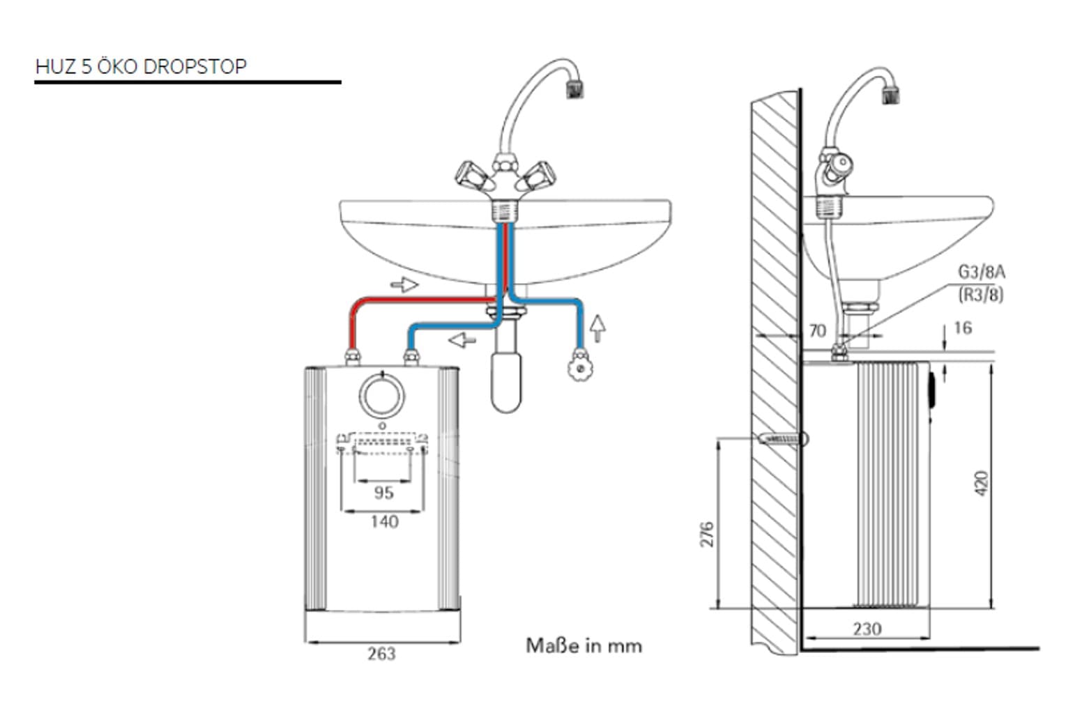 AEG Haustechnik Kleinspeicher »Huz 5 DropStop, Untertischboiler 5 Liter« Niederdruck, mit Thermostop, mit Stecker