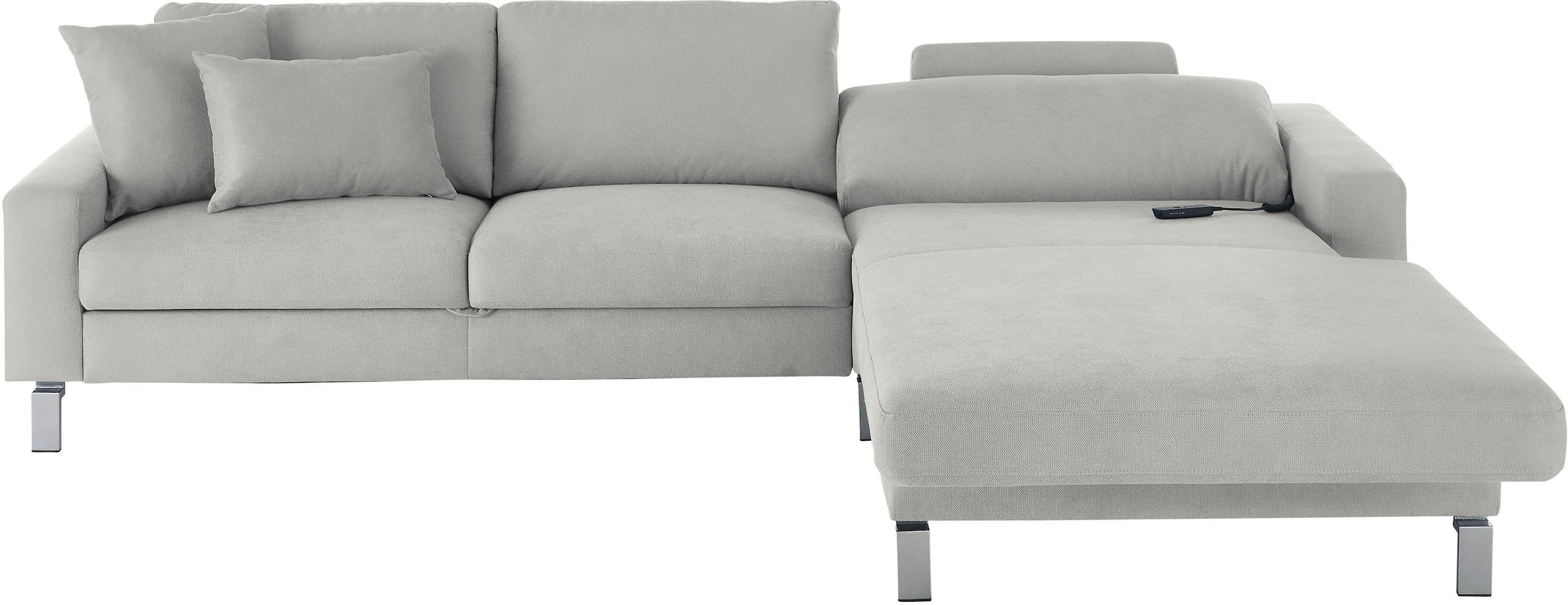 3C Candy Ecksofa »Lecce, wahlweise PUR-Schaumstoff oder Tonnentaschenfederkern« Bett im 2,5-Sitzer, teilmotorische Schlaffunktion im Longchair, L-Form