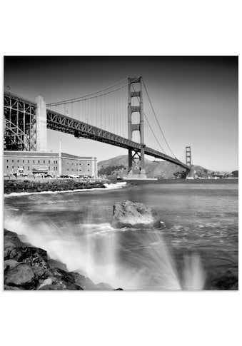 Glasbild »Golden Gate Bridge mit Brandung«, Amerika, (1 St.)