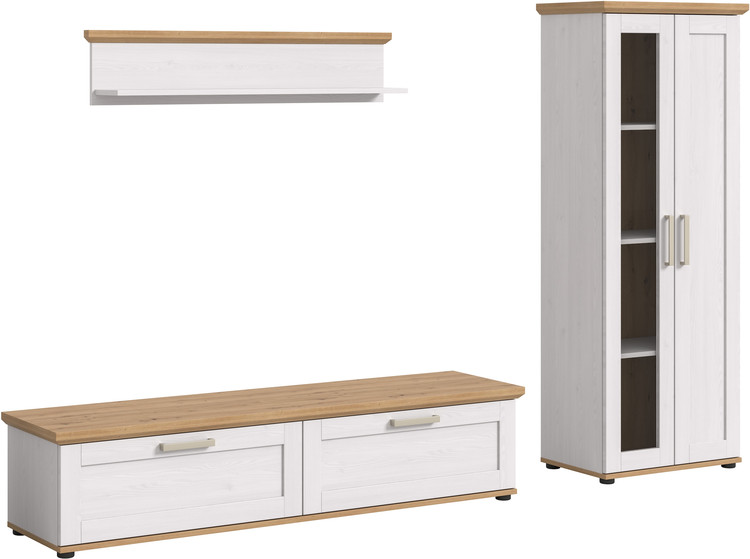 Home affaire Wohnwand »Cosenza«, (Set, 3 St.), Cosenza, Breite: 336 cm, Vit günstig online kaufen