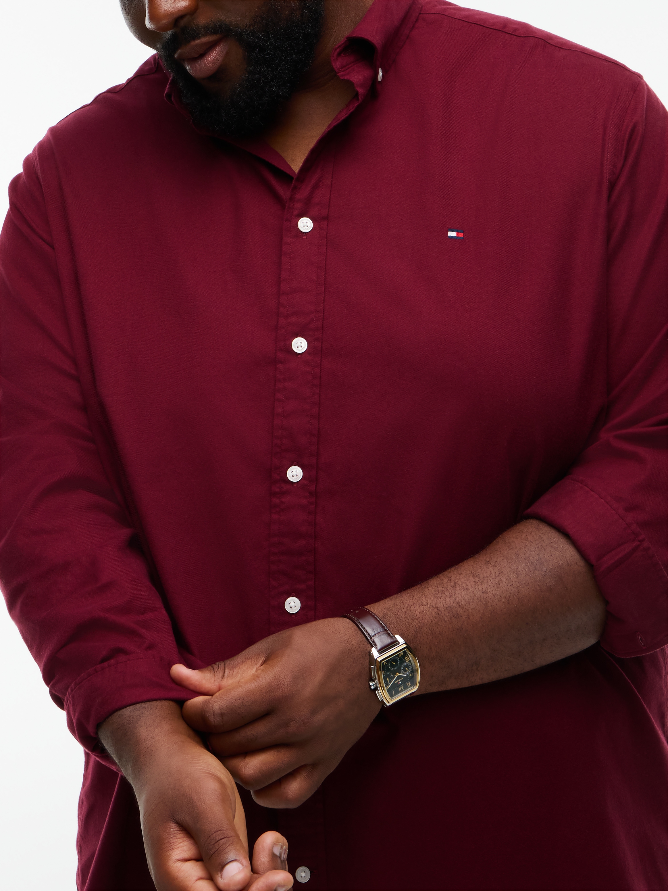 Tommy Hilfiger Big & Tall Flanellhemd »BT-FLEX FLANNEL SOLID REGULAR FIT« Langarmhemd, Große Größen, Button-down-Kragen