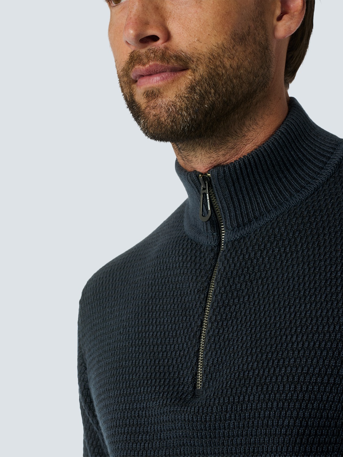NO EXCESS Rollkragenpullover »No Excess Halber Reißverschluss Pullover Melange«