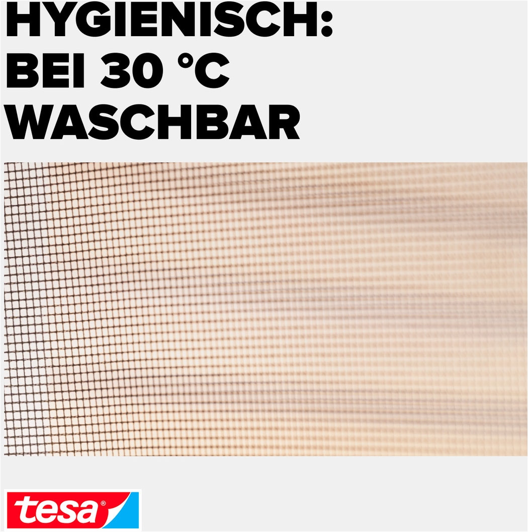 tesa Fliegengitter-Gewebe »Premium für Fenster, Insektenschutz mit Klettband« Packung, Fliegennetz, Klettband, Andrück und Schneidehilfe, 1 Stk. tlg. selbstklebende Insektenschutz - 130 cm x 130 cm