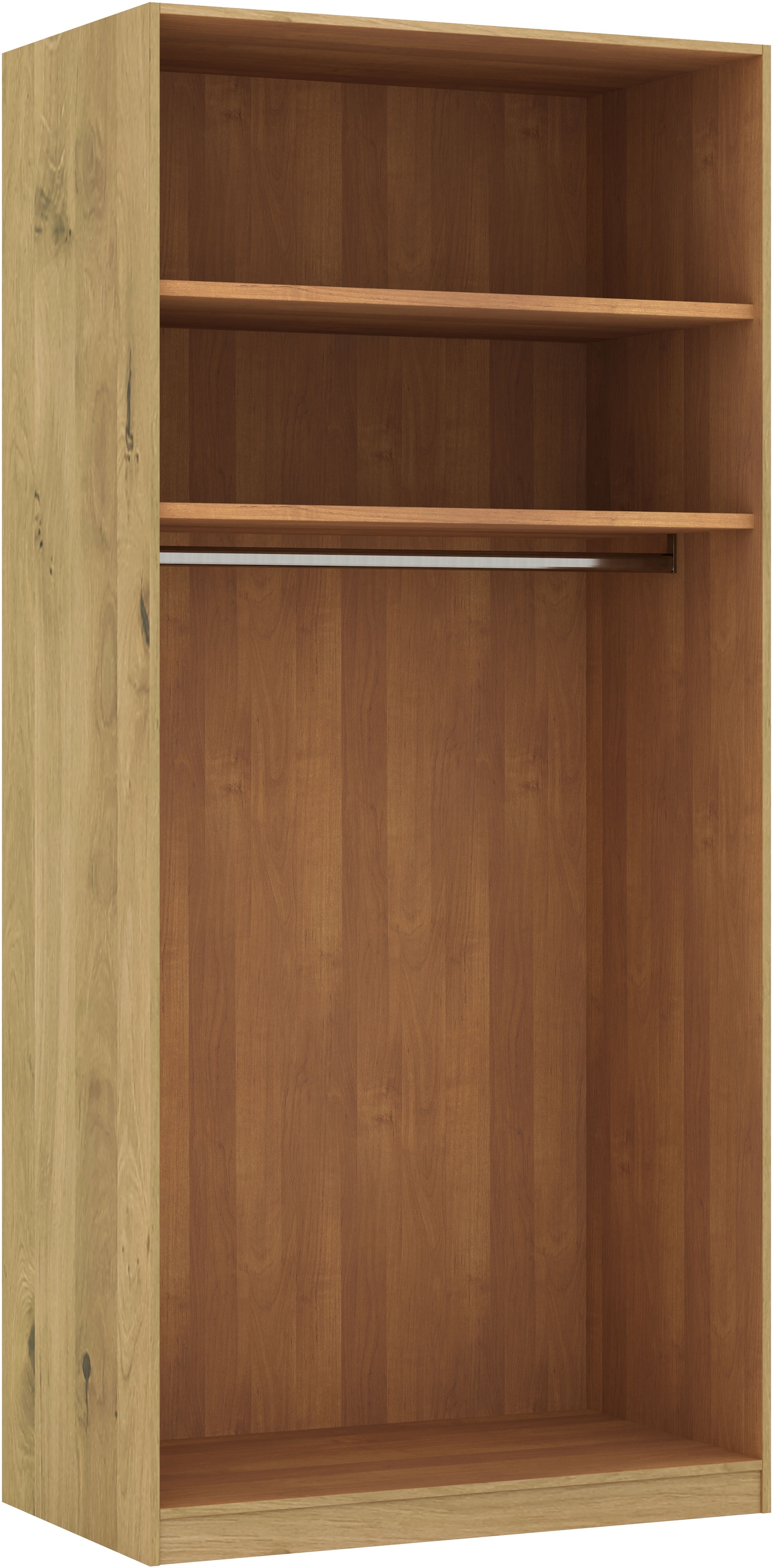 Musterring Drehtürenschrank »Savona, Kleiderschrank, Schrank, Garderobe, teilmassiv Eiche« mit Türdämpfern, in 5 Breiten & 2 Höhen, extra Böden, MADE IN GERMANY,  Türen in Bianco-Eiche massiv, mit Querriegel, verschiedene Größen