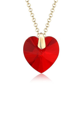 Elli Collierkettchen »rotes Herz Kristall 925 Silber vergoldet« kaufen