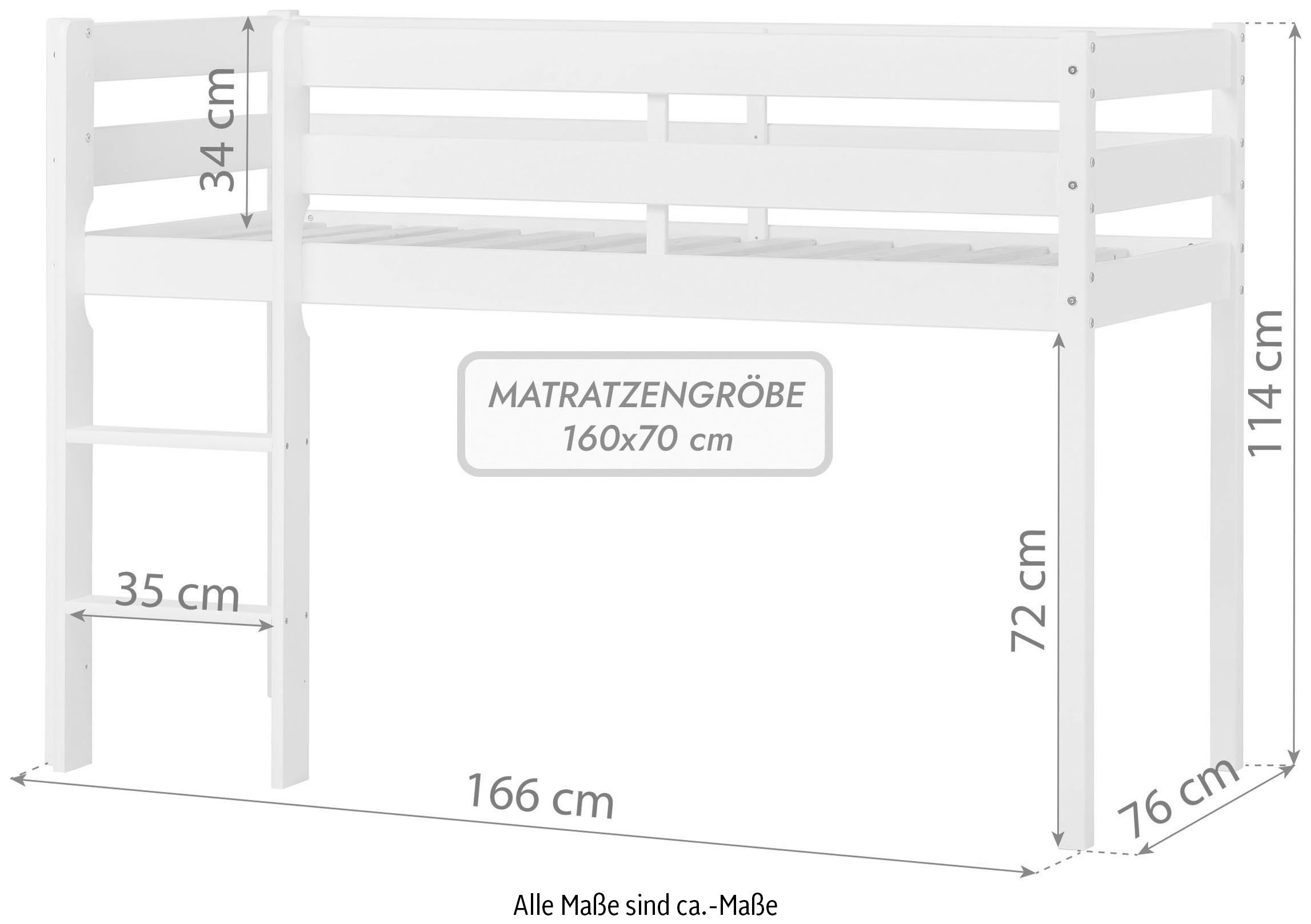 Hoppekids Spielbett »ECO COMFORT, Hochbett, in 2 Einzelbetten teilbar«, Höhe 72cm, Farbe & Größe & Matratze