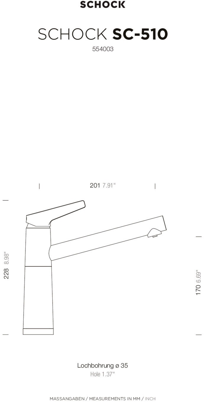 Schock Küchenarmatur »SC510« Niederdruck, Festauslauf, Schwenkbereich 360°