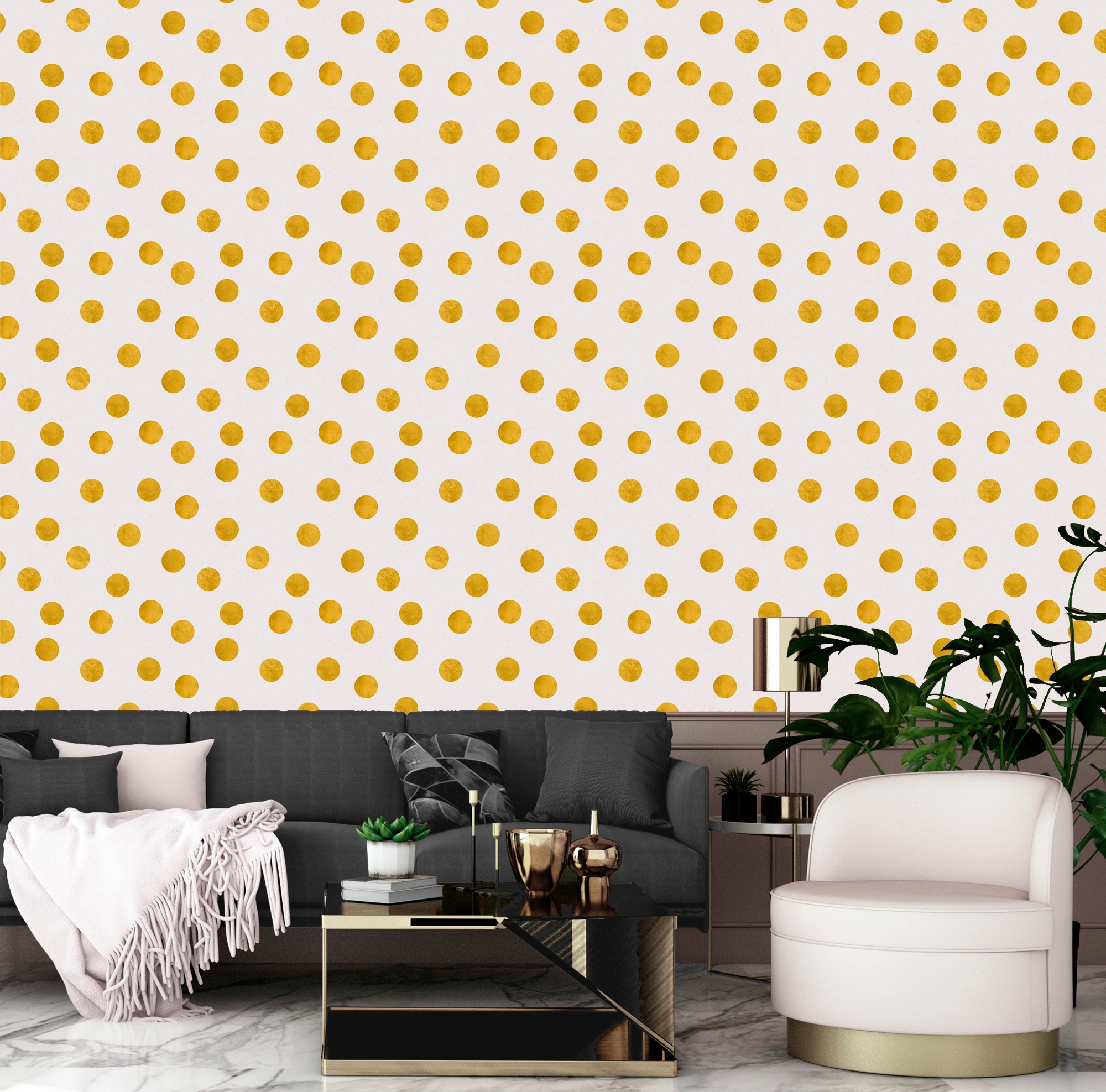 queence Vinyltapete »Chris«, bedruckt-Motiv-gemustert-3D-Optik-gepunktet, 90x250cm, selbstklebend, kinderleichte Anbringung, Sticker