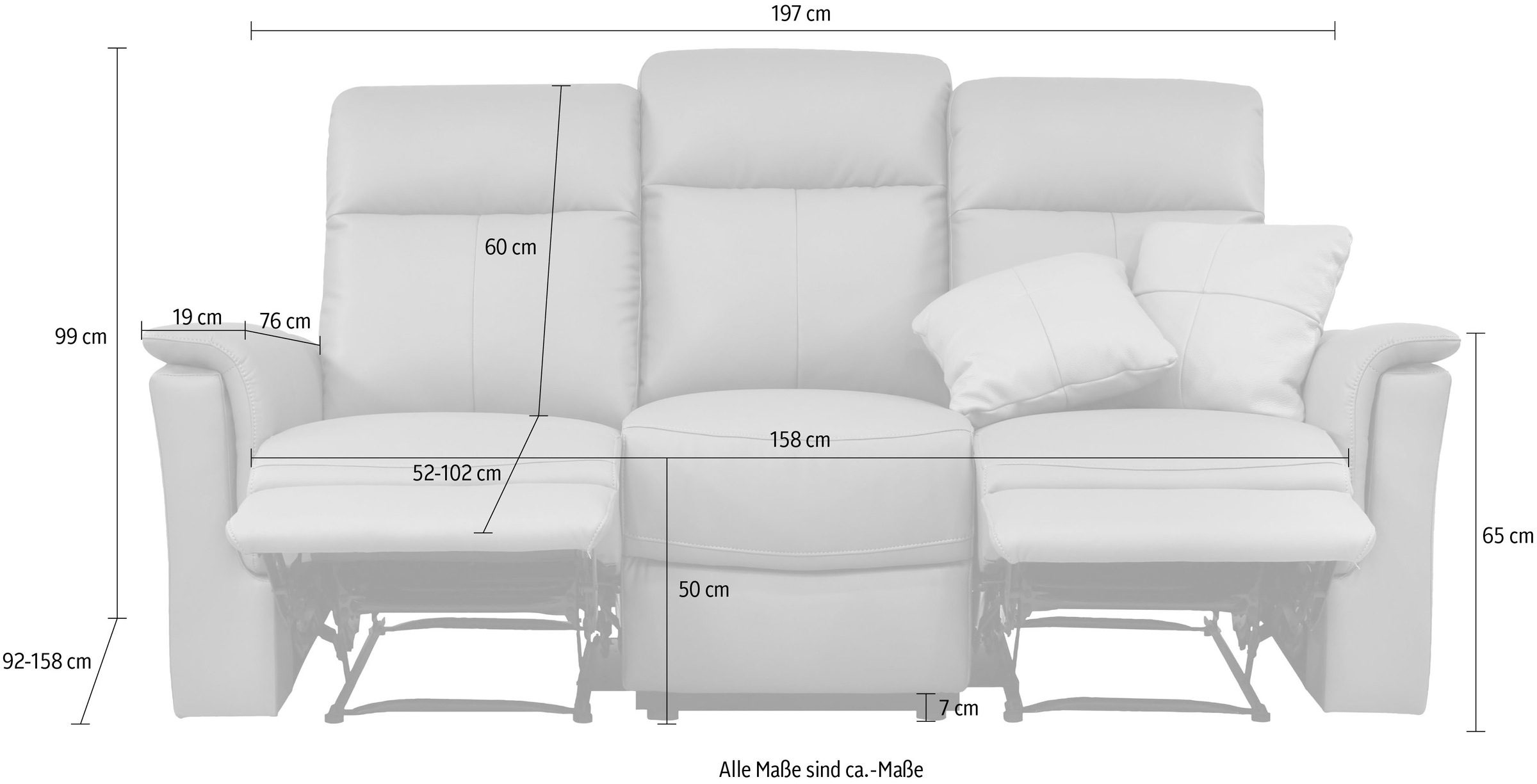 Home affaire 3-Sitzer »Southbrook«, mit manueller und elektrischer Relaxfunktion