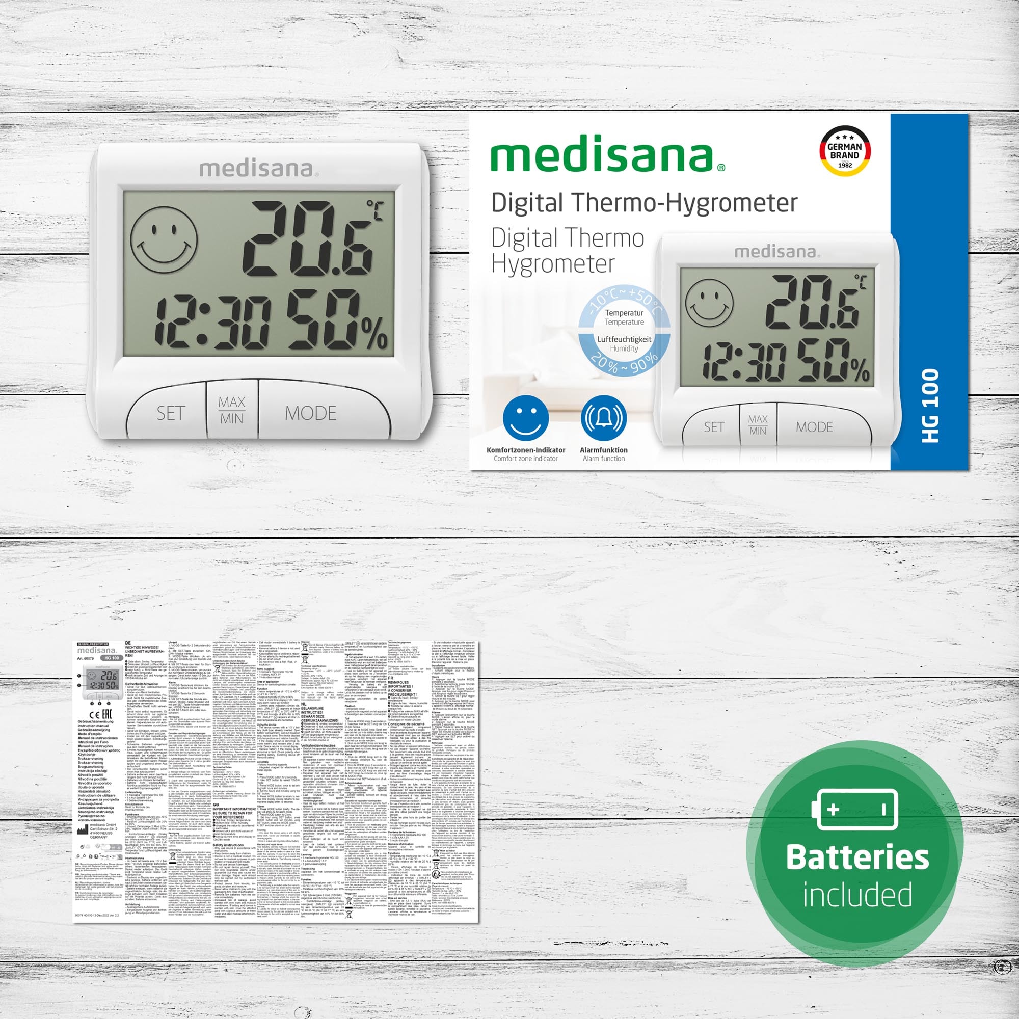 Medisana Innenwetterstation »HG 100« () Innenwetterstation mit Anzeige von Luftfeuchtigkeit und Raumtemperatur