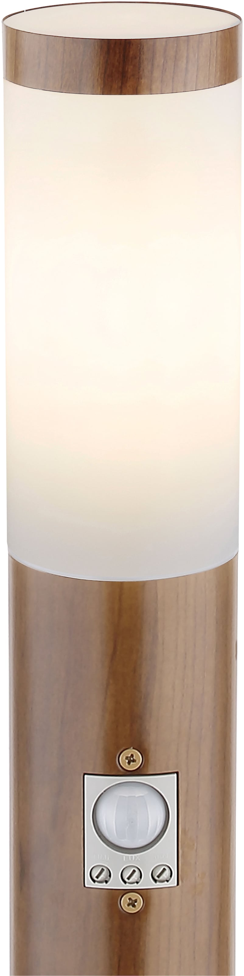 GLOBO LIGHTING Außen-Stehlampe »BOSTON«, Leuchtmittel E27 | ohne Leuchtmittel, Außenlampe/holzoptik/IP44/Terrasse/Sensor/ø: 127mm