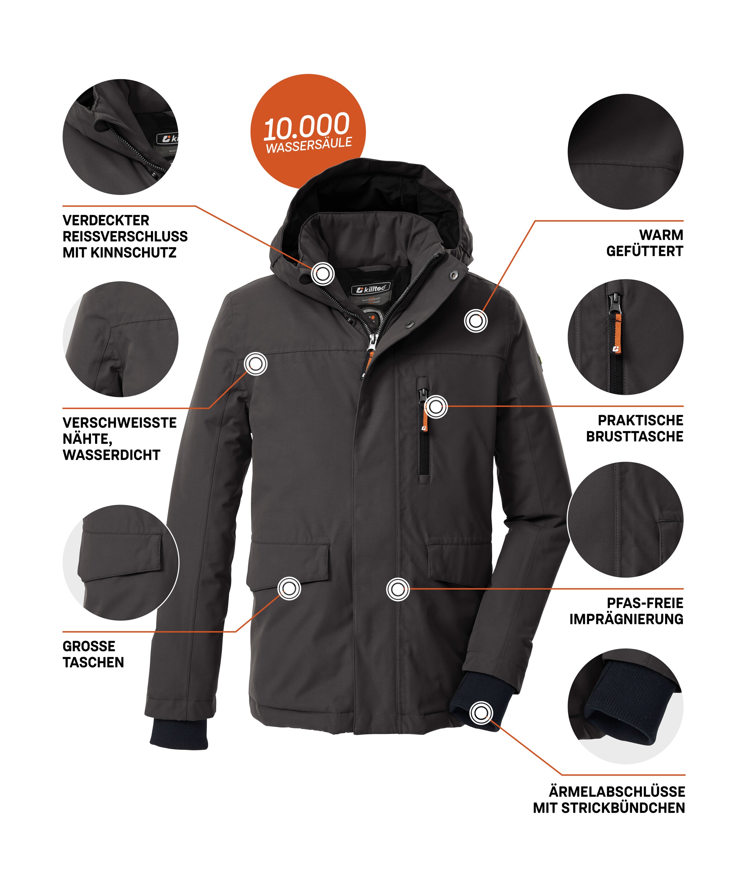 Killtec Funktionsjacke »KOW 233 BYS JCKT« Wind- und wasserdichte Kinderjacke, regulierbare Kapuze, PFAs-frei