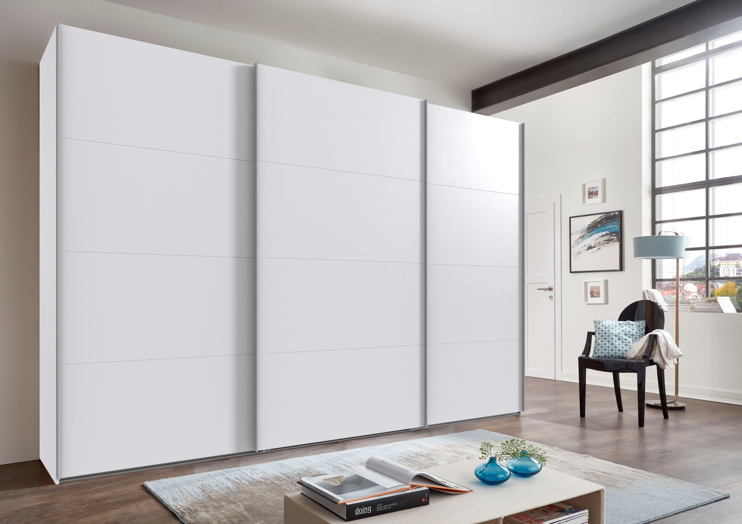 Wimex Schwebetürenschrank »Mugano, Made in Germany, Lieferung bis in Deine Etage und Stellort«, (wähle Deine Ausstattung: Basic oder Premium!), 3 Schwebetüren, große Größen, mit oder ohne Spiegel, Metallgriffe