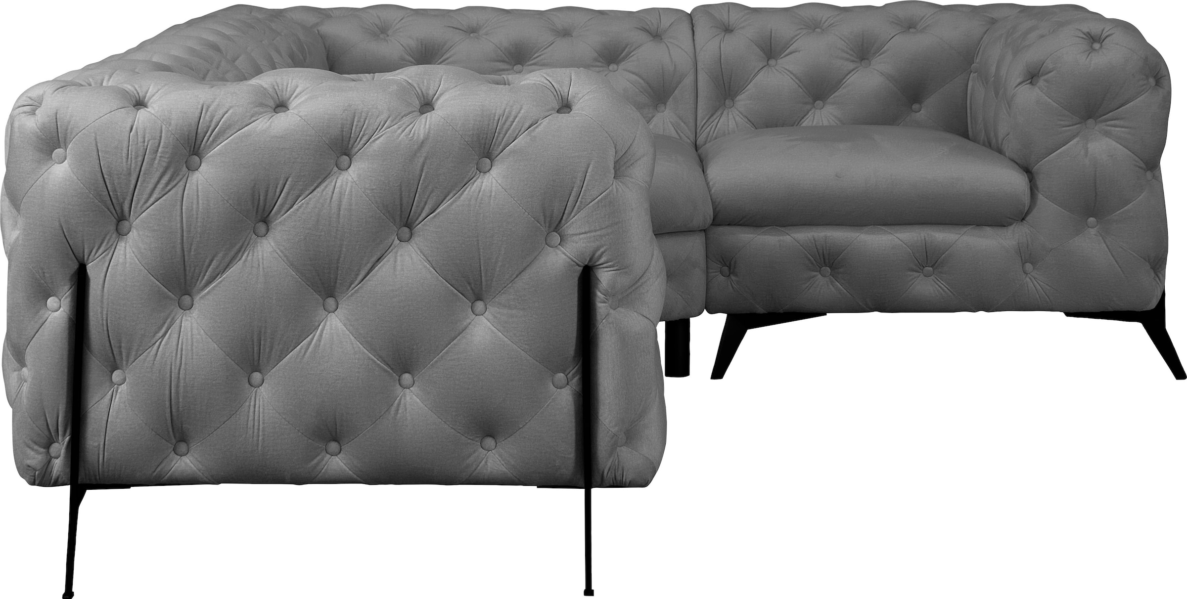 Leonique Chesterfield-Sofa »Amaury L-Form«, moderne Chersterfield-Optik, Breite 262 cm, Fußfarbe wählbar