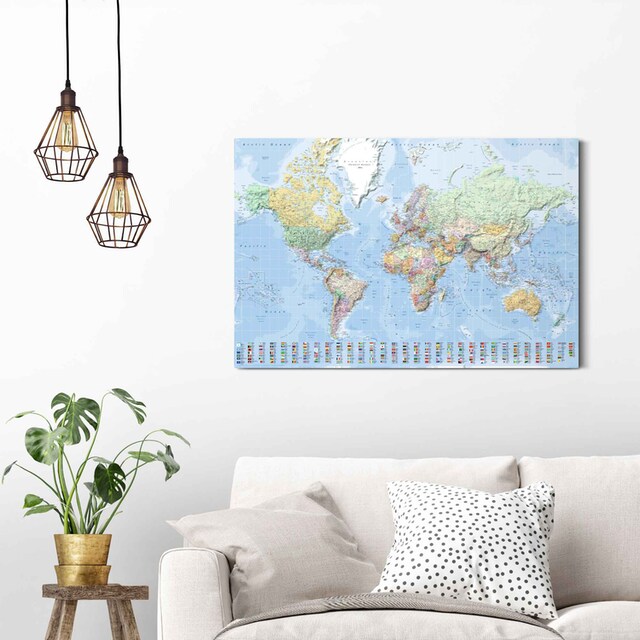Reinders! Wandbild »Wandbild Weltkarte Fahnen - Englisch«, Weltkarte, (1  St.) auf Rechnung bestellen