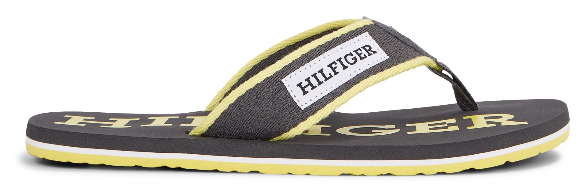 Tommy Hilfiger Zehentrenner »PATCH HILFIGER BEACH SANDAL«, Sommerschuh, Schlappen, Poolslides, Badeschuh, mit Logoschriftzug