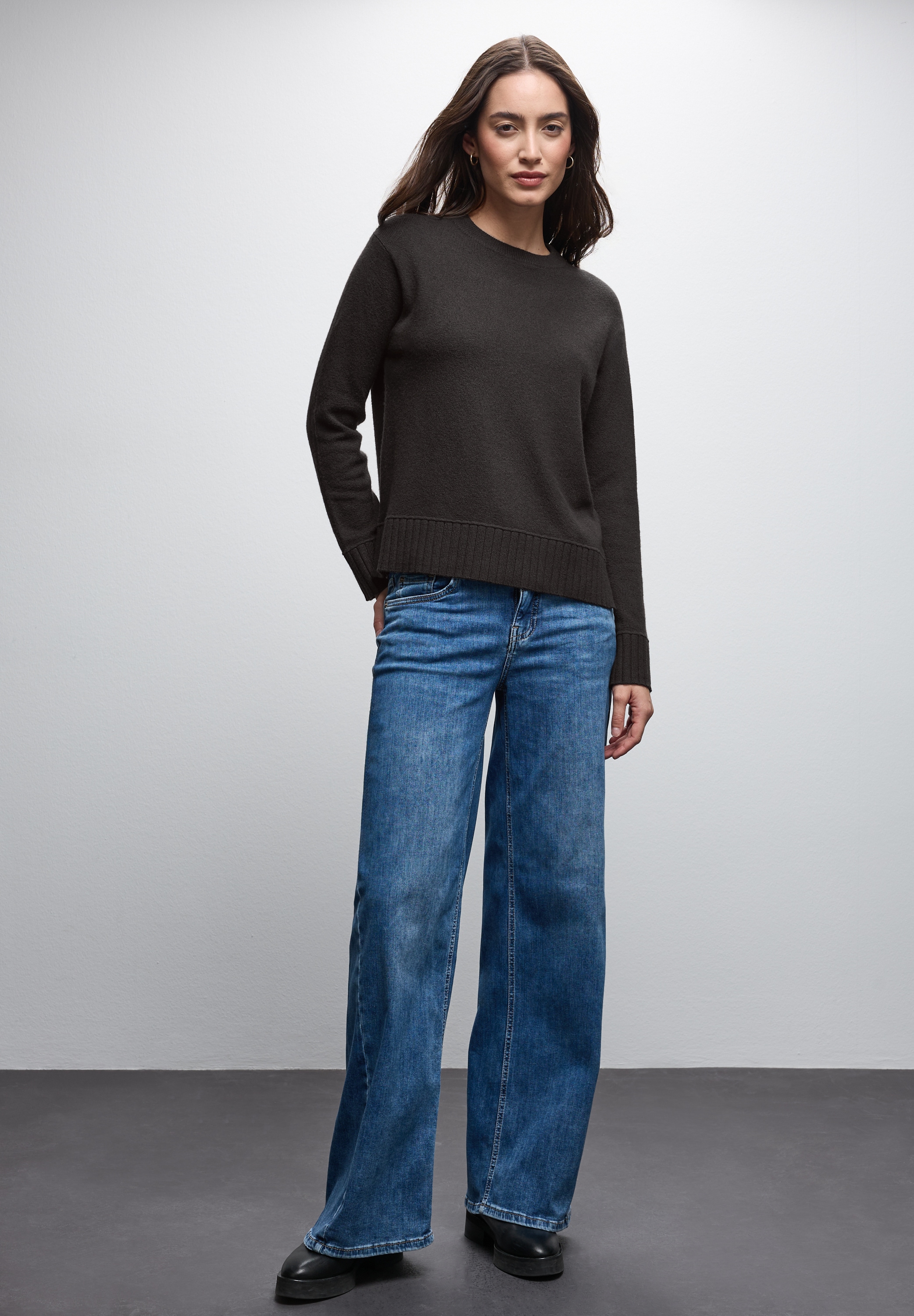 STREET ONE Rundhalspullover mit Rippbündchen