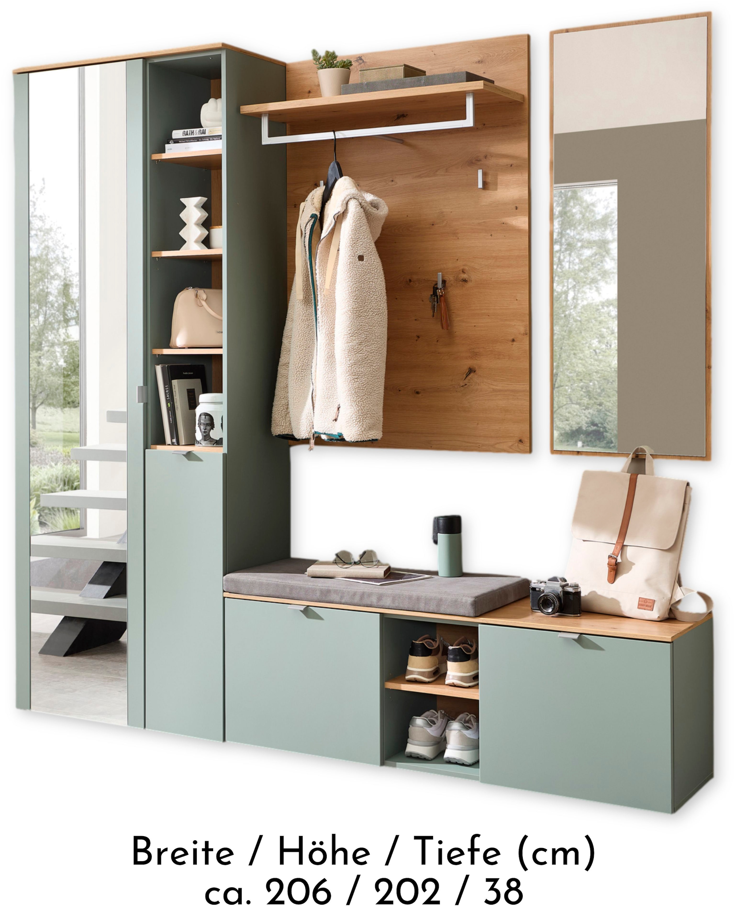 Innostyle Garderoben-Set »Bari Garderobenprogarmm, BxHxT 206x202x38 cm«, (Set, 4 St.), Besteht aus 4 Typen