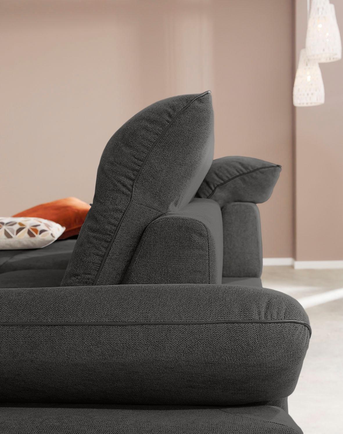 W.SCHILLIG Ecksofa »enjoy&MORE, Designsofa, elegant und bequem, L-Form«, Sitztiefenverstellung, Füße schwarz pulverbeschichtet, Breite 294 cm