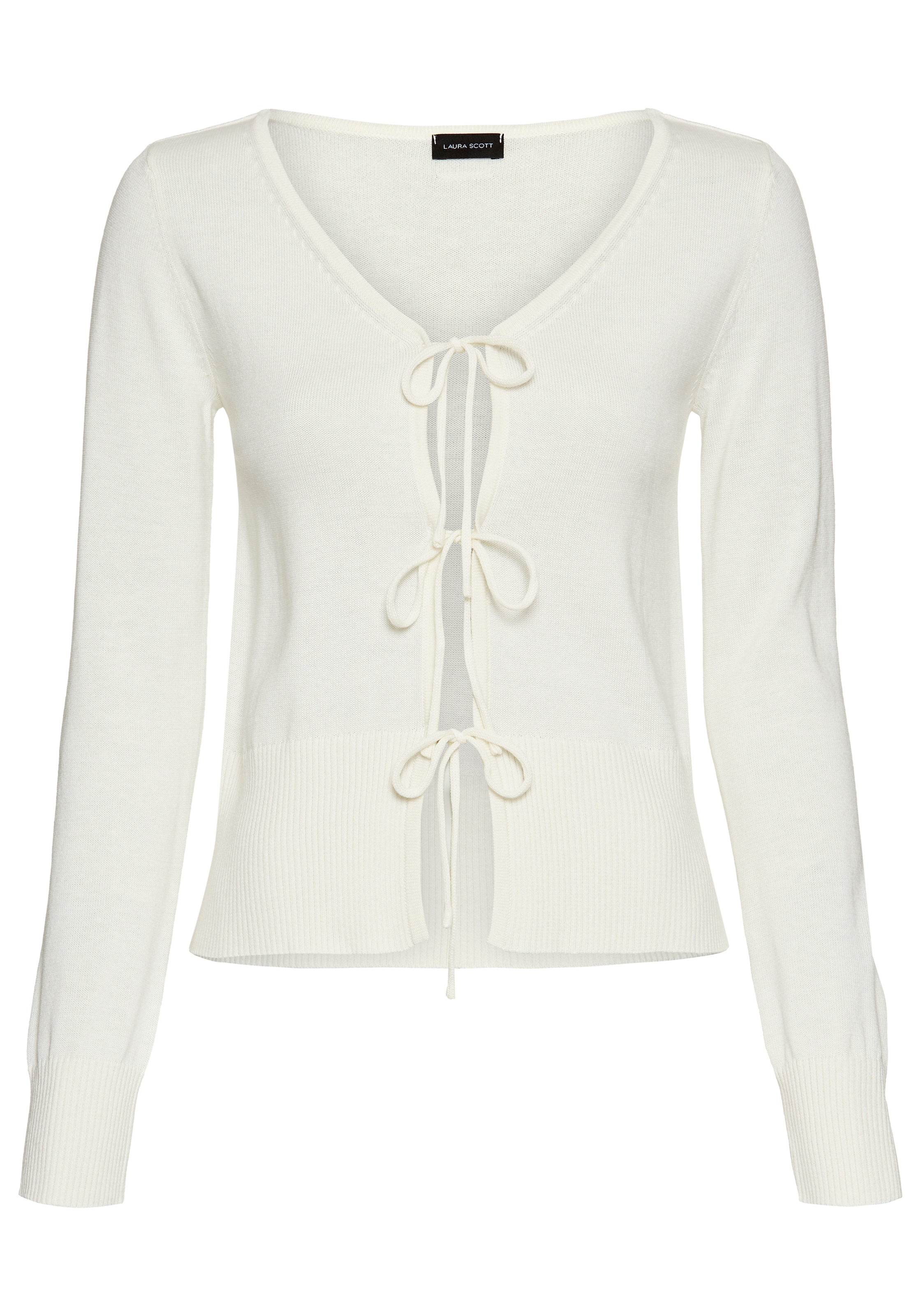 Laura Scott Strickjacke mit modischen Bändern zu schließen